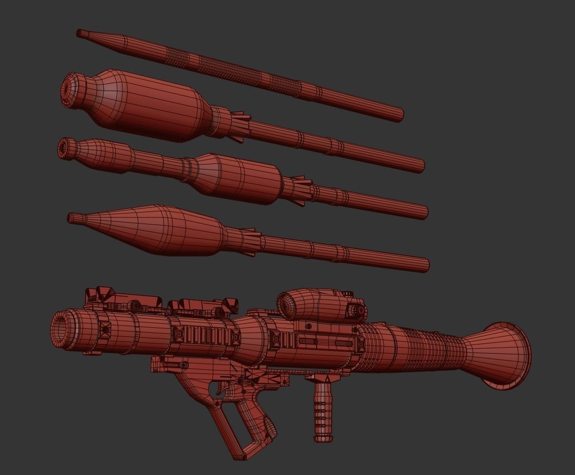 GS-777  Rocket Launcher  With  Ammunition Low-poly 3D model_16