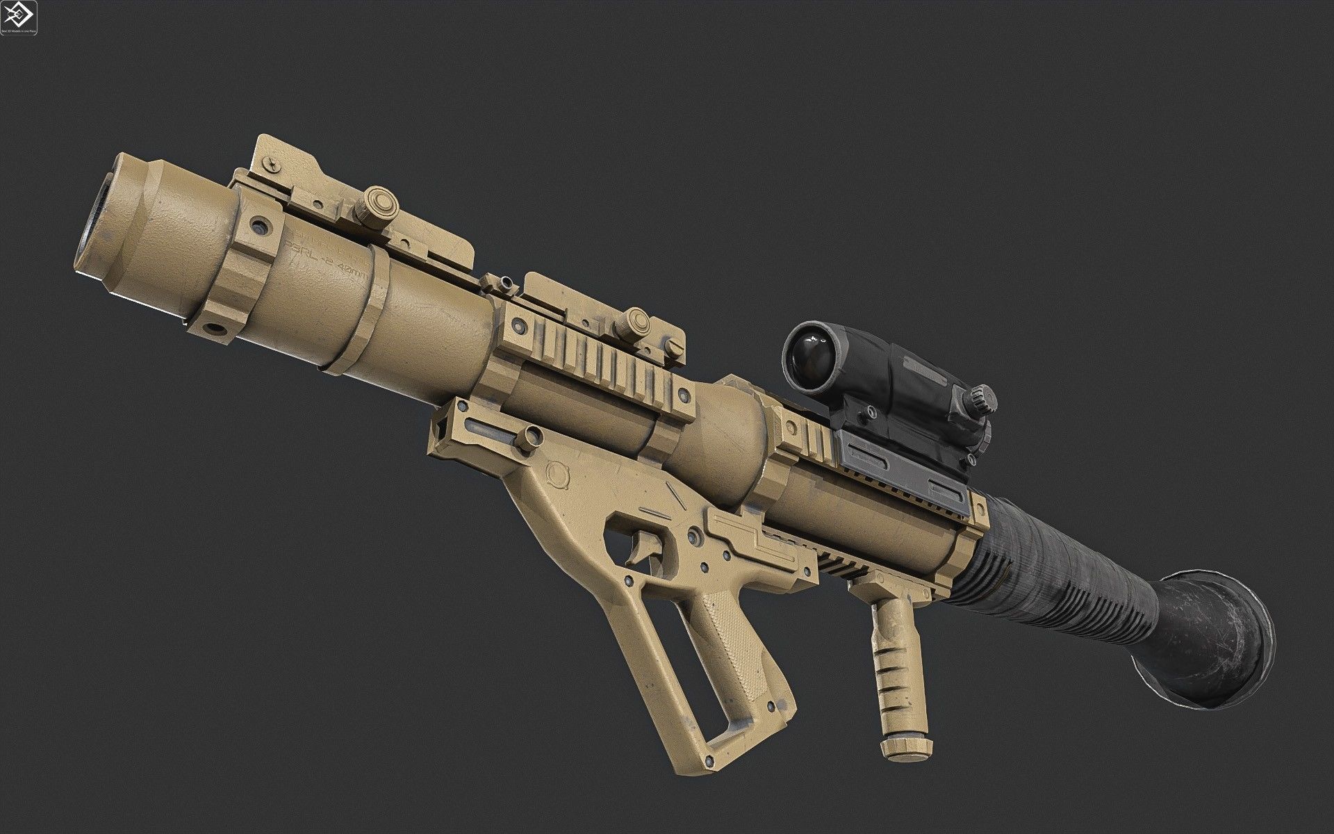 GS-777  Rocket Launcher  With  Ammunition Low-poly 3D model_7