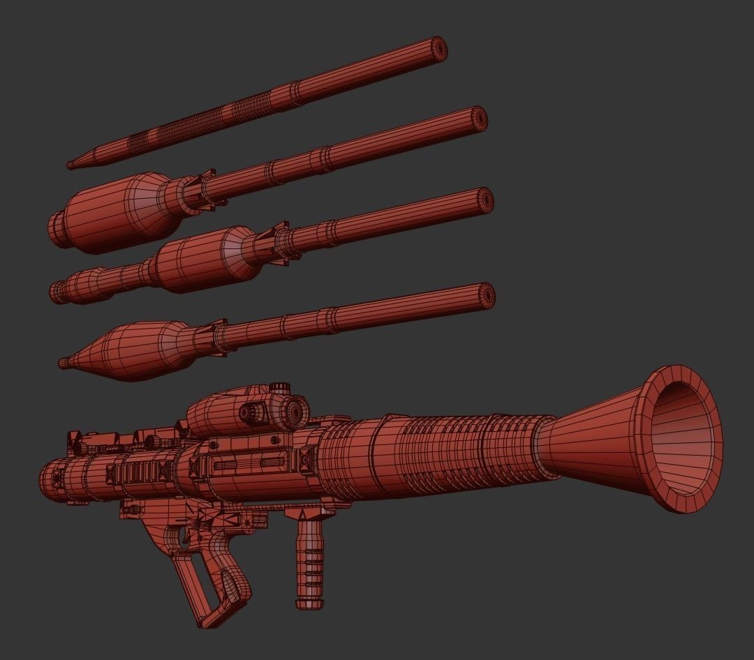 GS-777  Rocket Launcher  With  Ammunition Low-poly 3D model_17