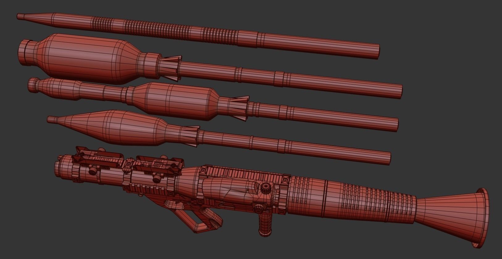 GS-777  Rocket Launcher  With  Ammunition Low-poly 3D model_19