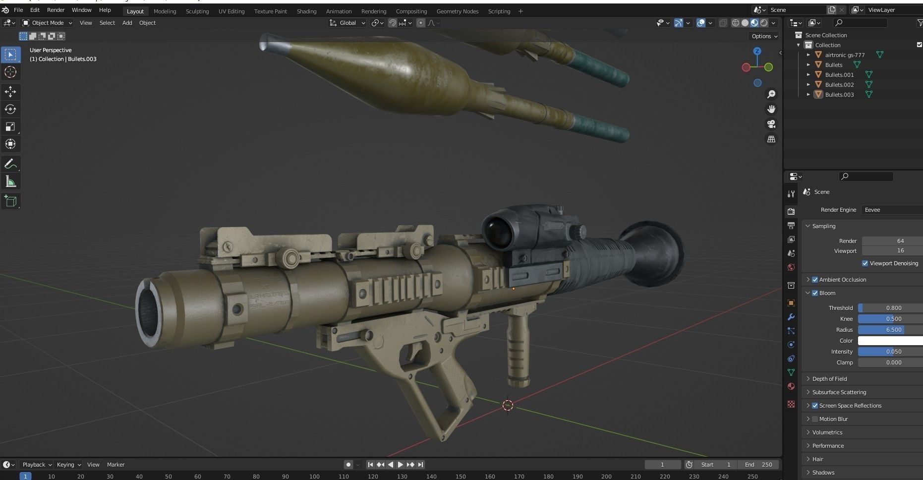 GS-777  Rocket Launcher  With  Ammunition Low-poly 3D model_15