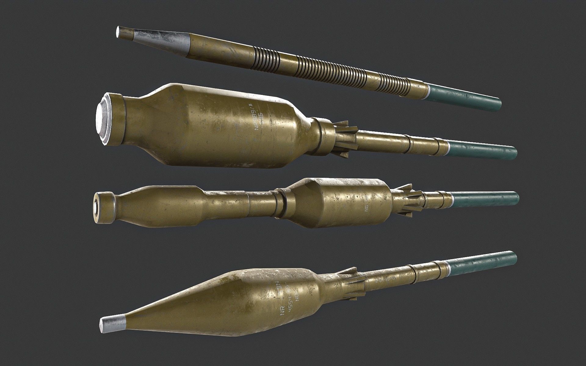 GS-777  Rocket Launcher  With  Ammunition Low-poly 3D model_9