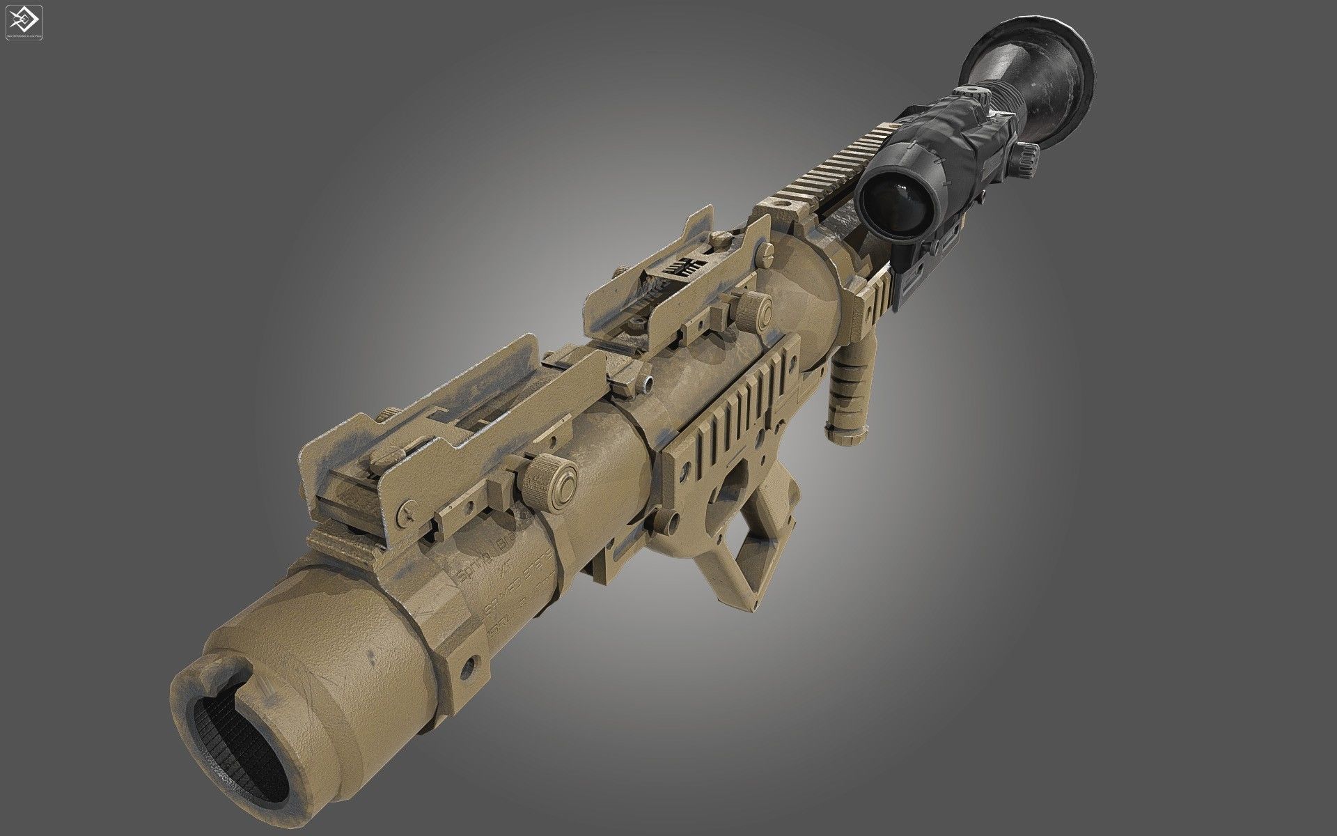 GS-777  Rocket Launcher  With  Ammunition Low-poly 3D model_12