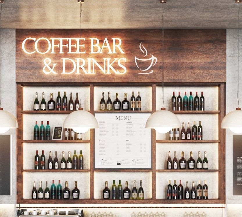 Cafe06 shop counter with shelves Low-poly 3D model_2