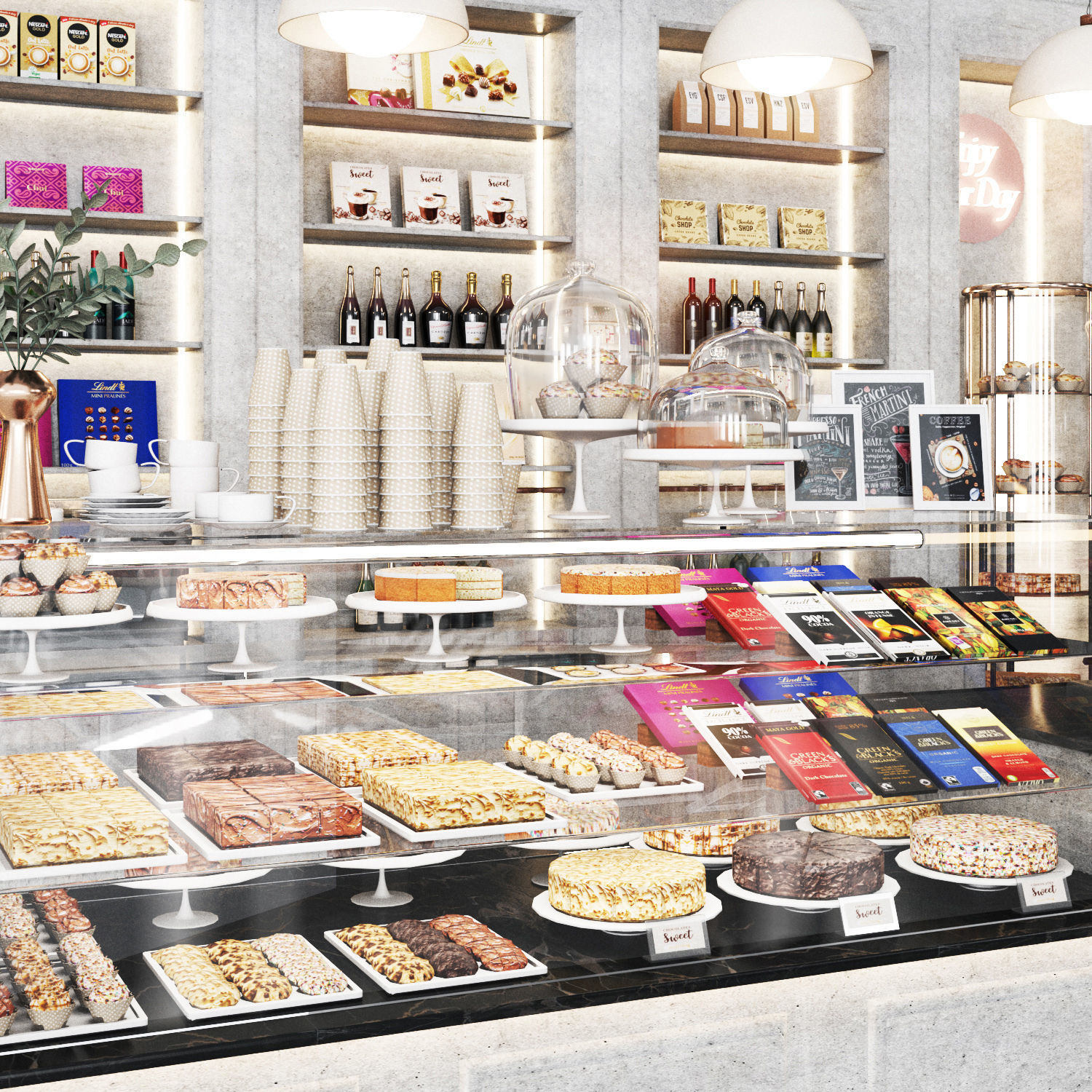 cafe07 -pastry Low-poly 3D model_3