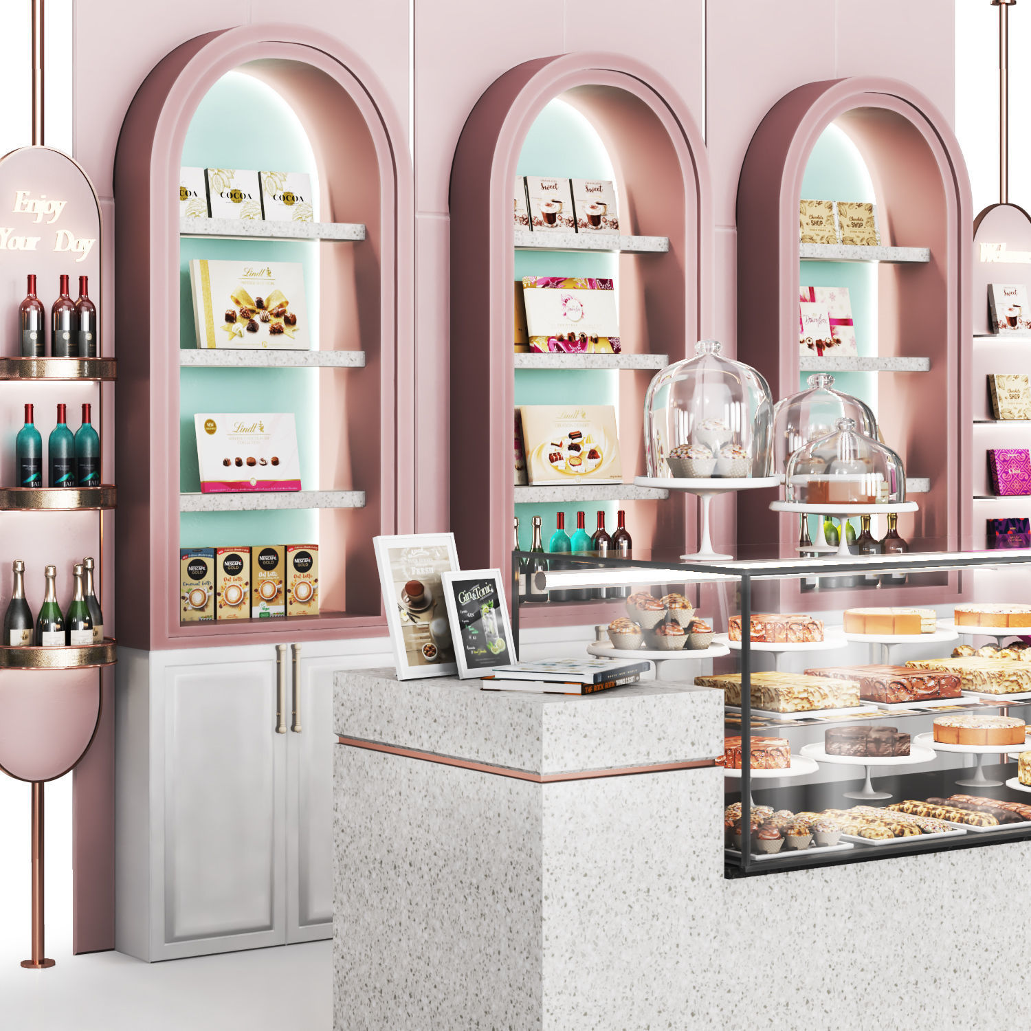 cafe Pastry store 02 Low-poly 3D model_2