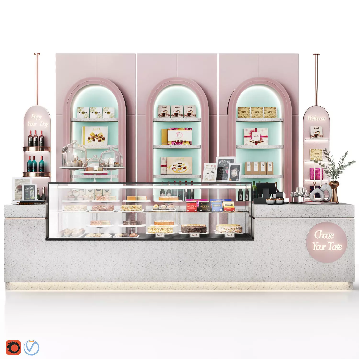 cafe Pastry store 02 Low-poly 3D model_0
