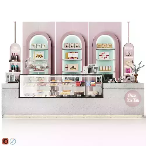 cafe Pastry store 02 Low-poly 3D model