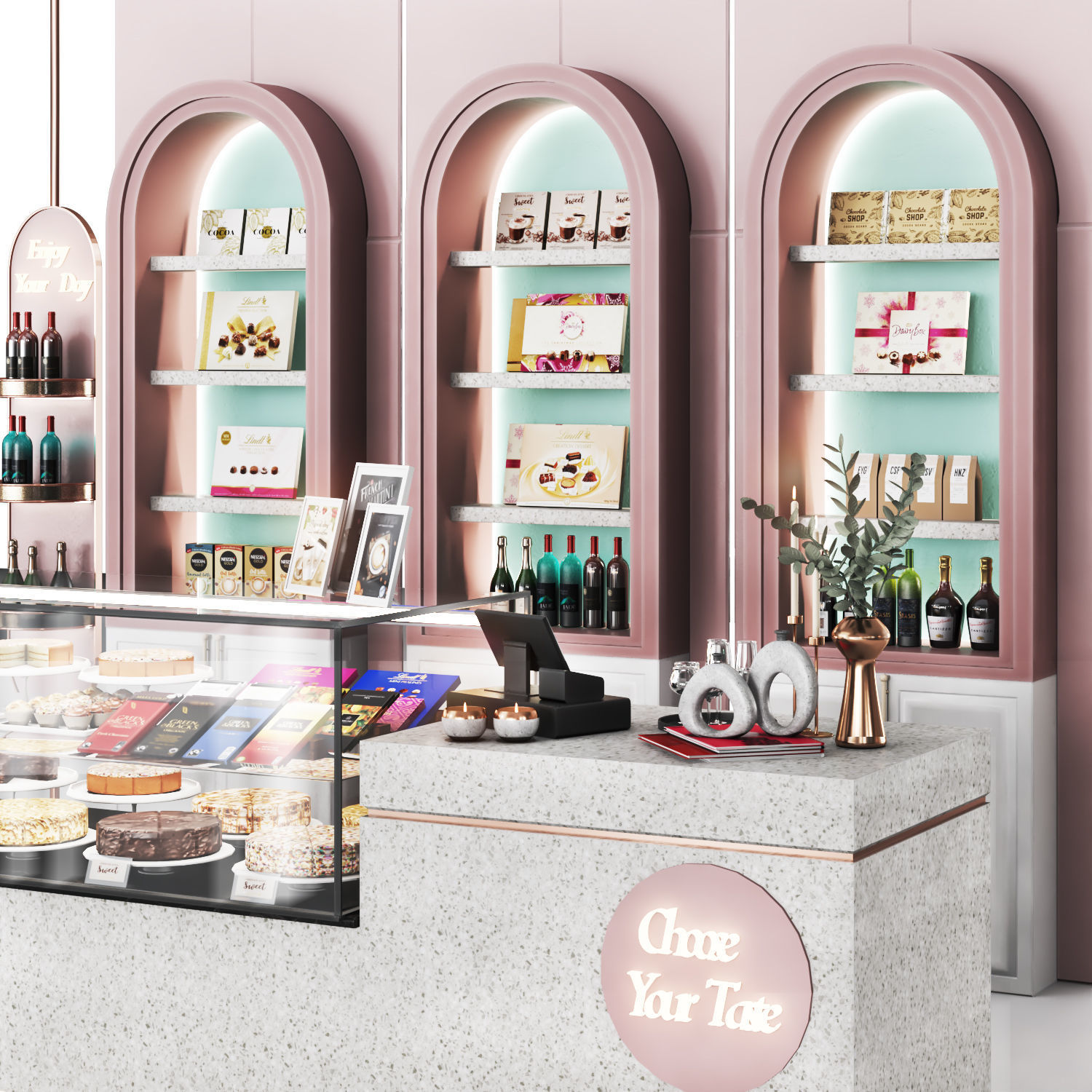 cafe Pastry store 02 Low-poly 3D model_1