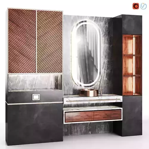 Bathroom5 bathroom cabinet with sink and mirror 3D model