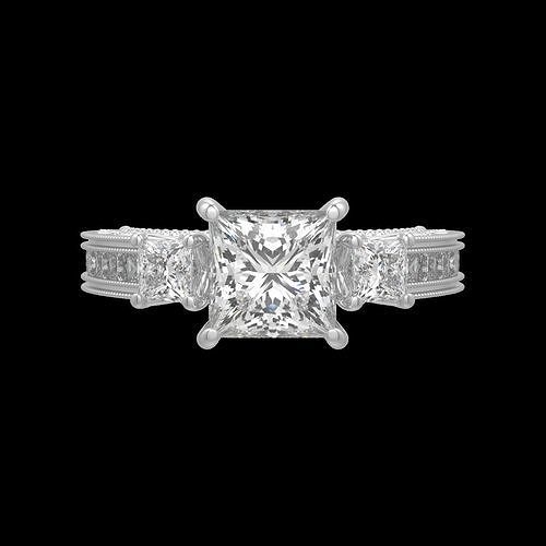 princess cut solitaire style Ring 3D print model