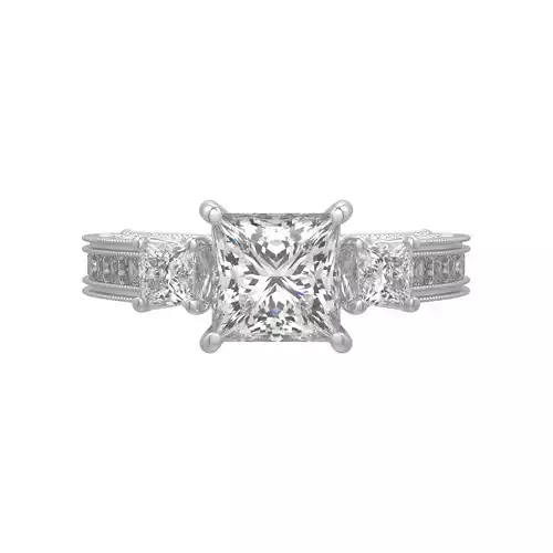princess cut solitaire style Ring 3D print model