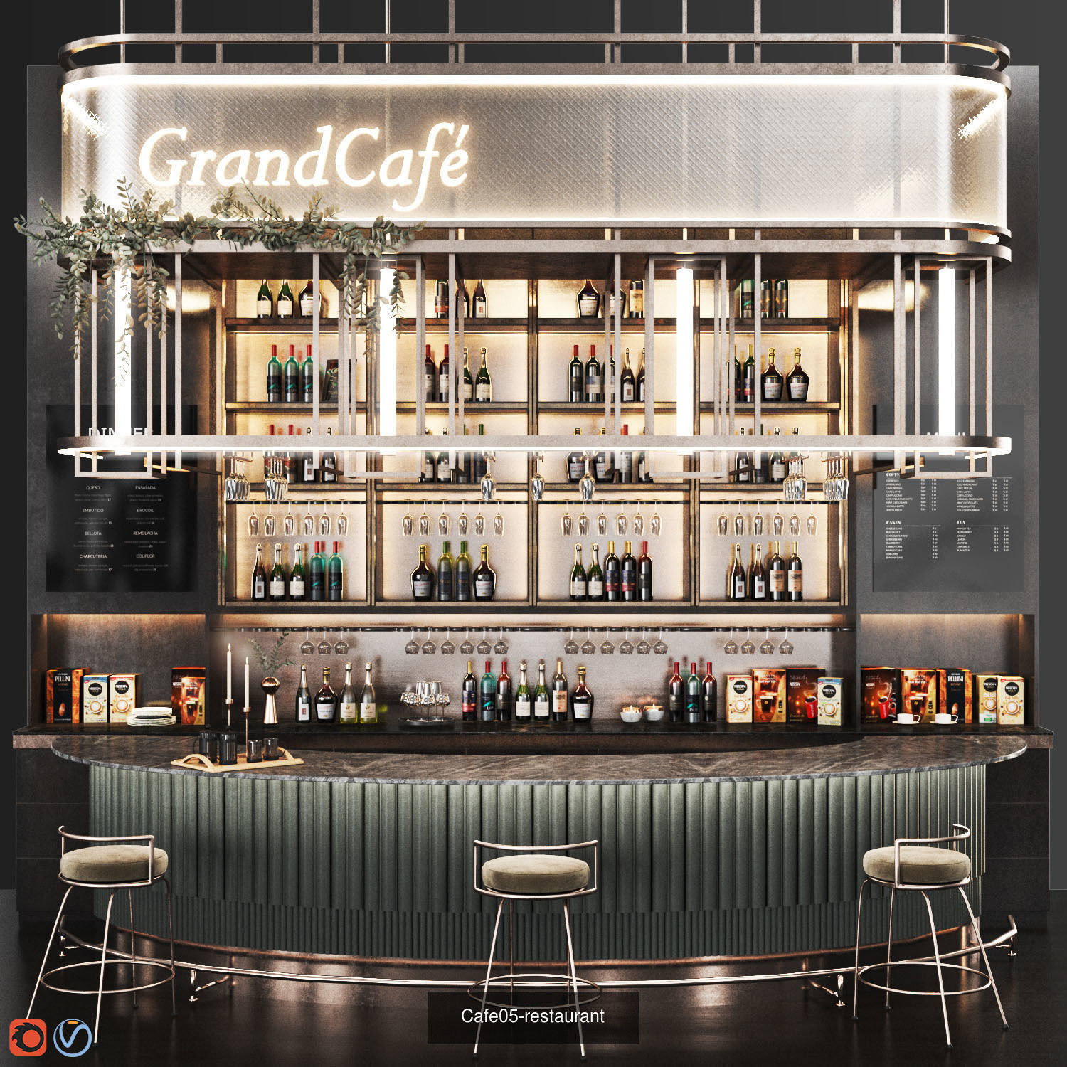 Cafe-Restaurant Set 02 3D Model Collection_17