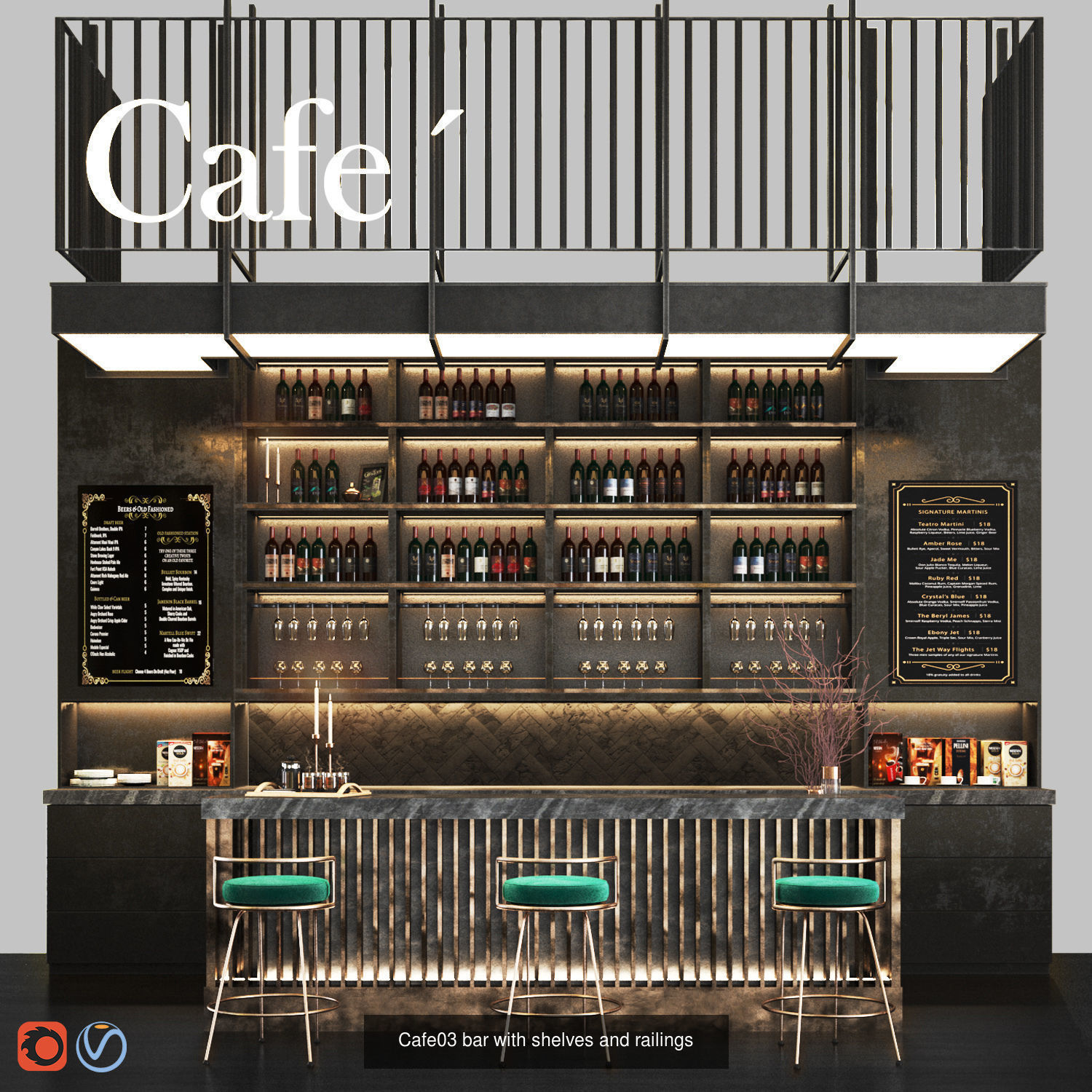 Cafe-Restaurant Set 02 3D Model Collection_15