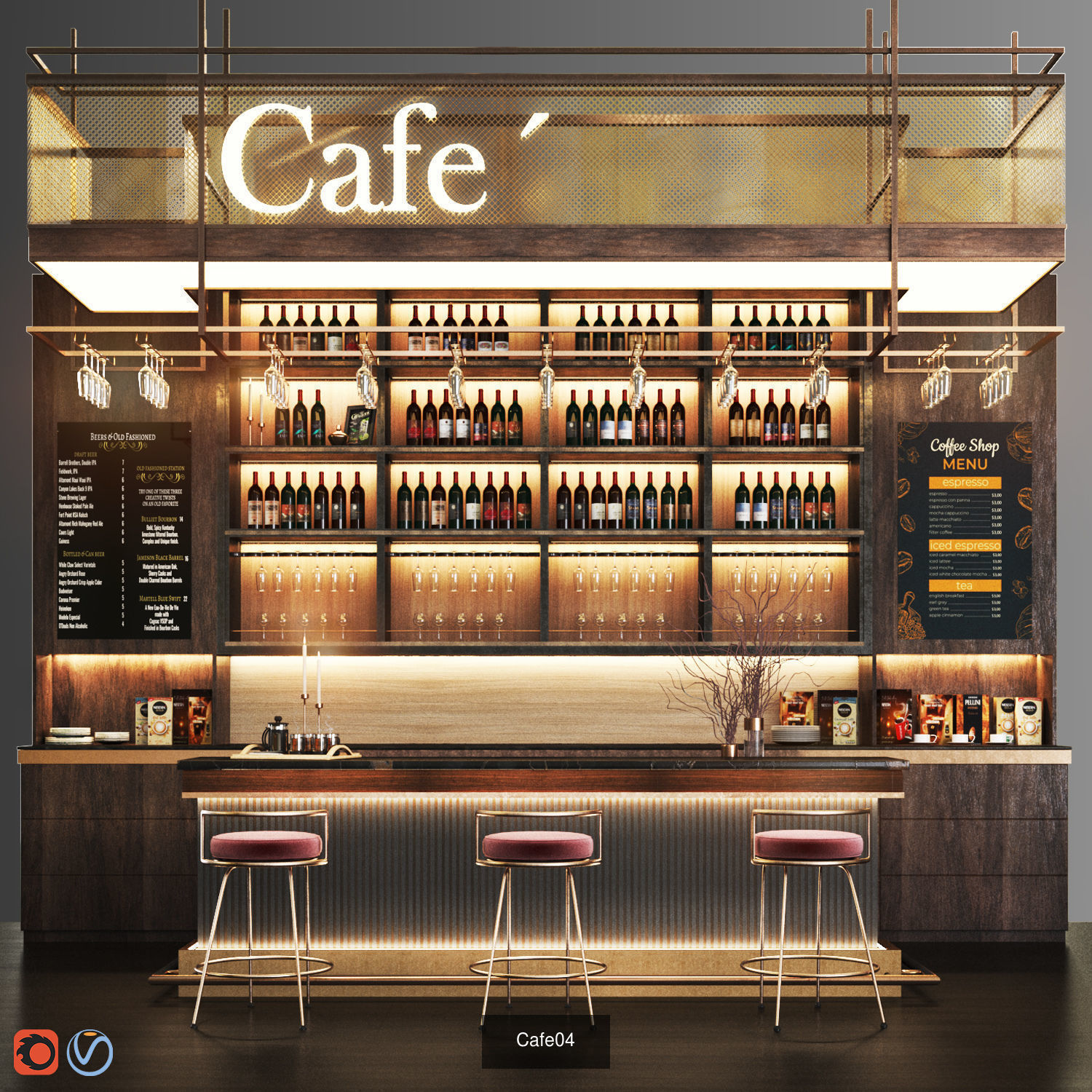 Cafe-Restaurant Set 02 3D Model Collection_13