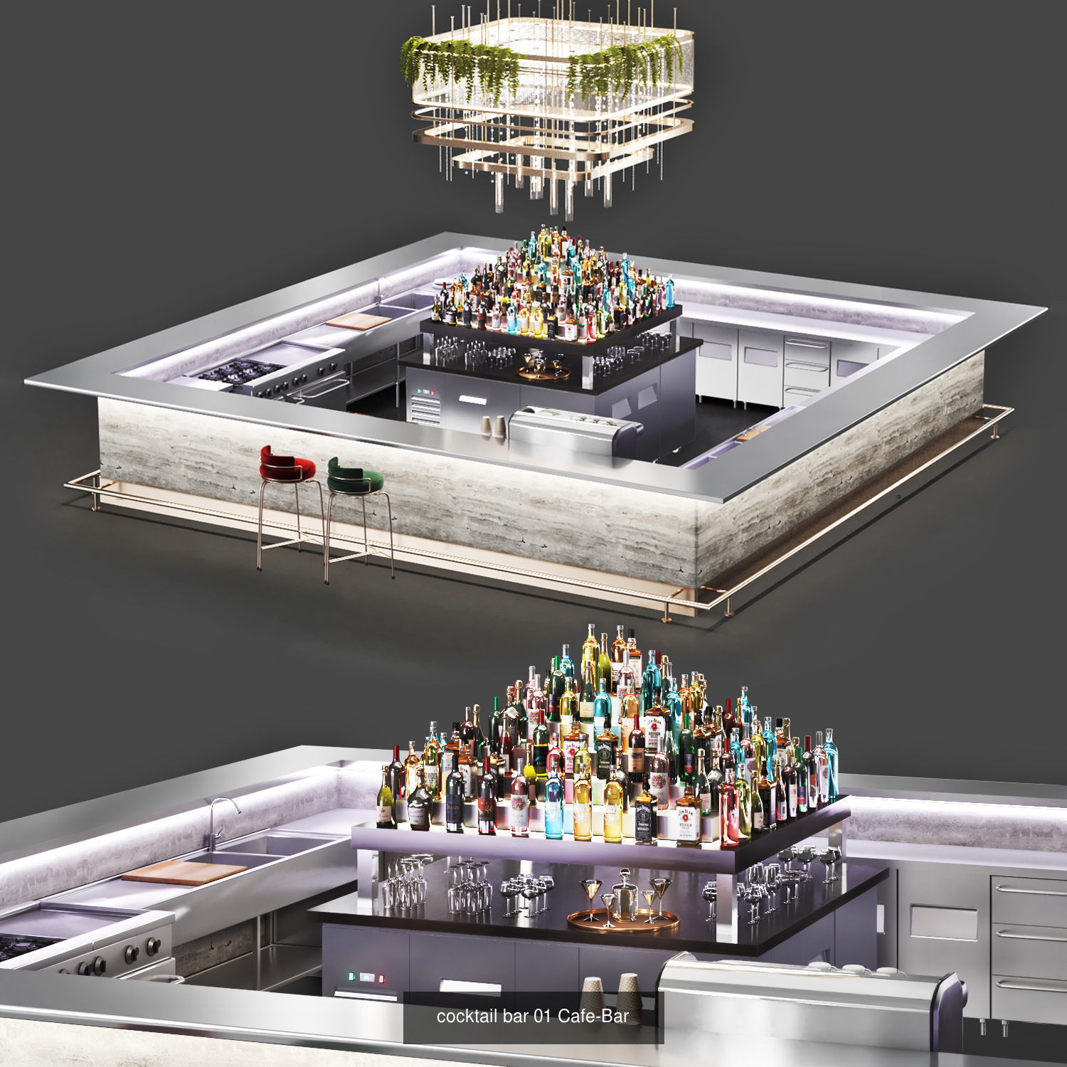 Cafe-Restaurant Set 02 3D Model Collection_11