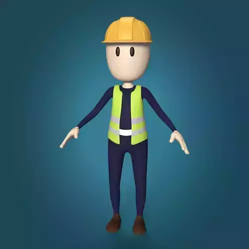 Cartoon Construction Worker -- Stickman