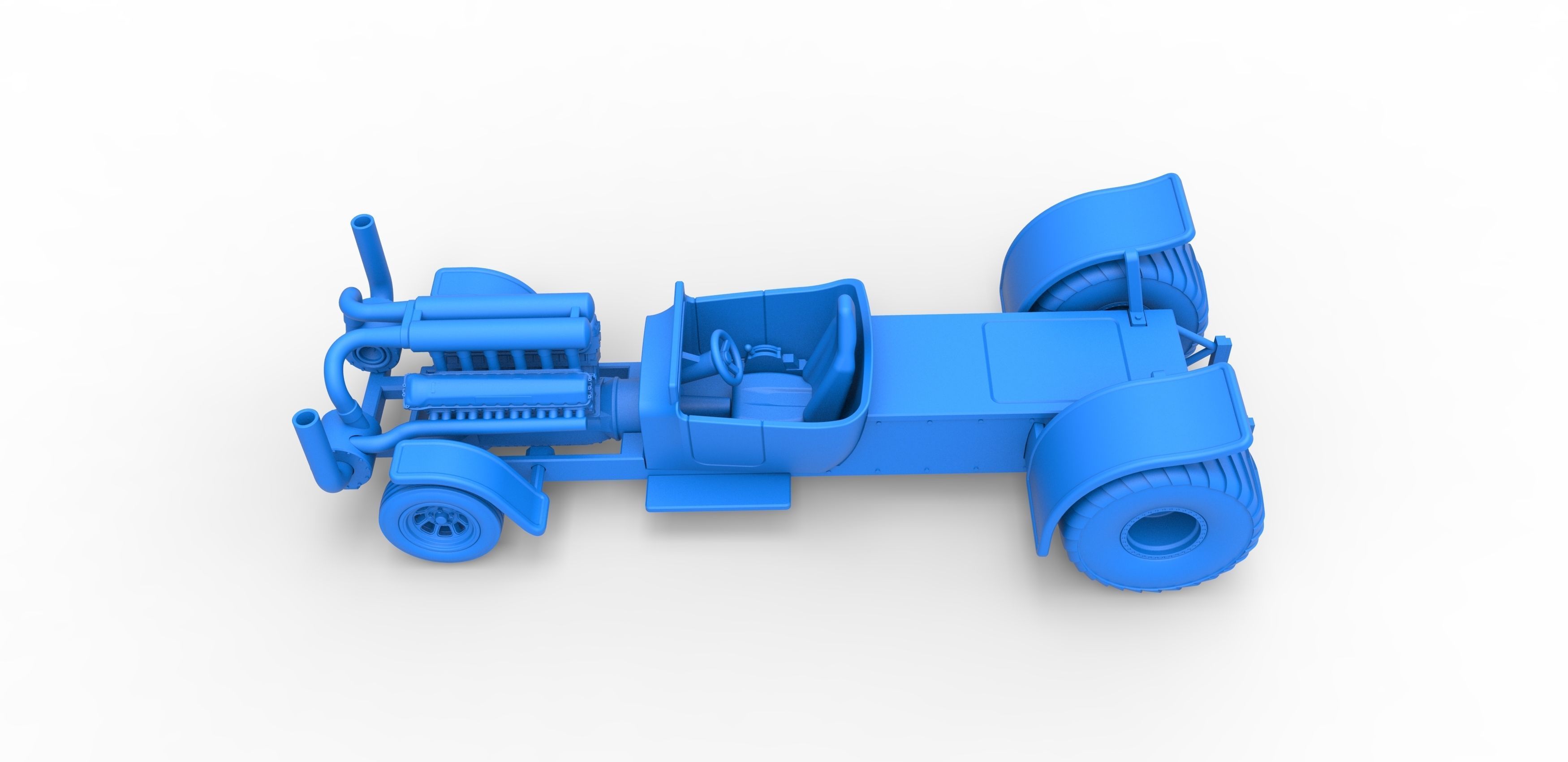 Pulling truck 2wd Hot rod with turbo V12 Scale 1 to 25 3D print model_23