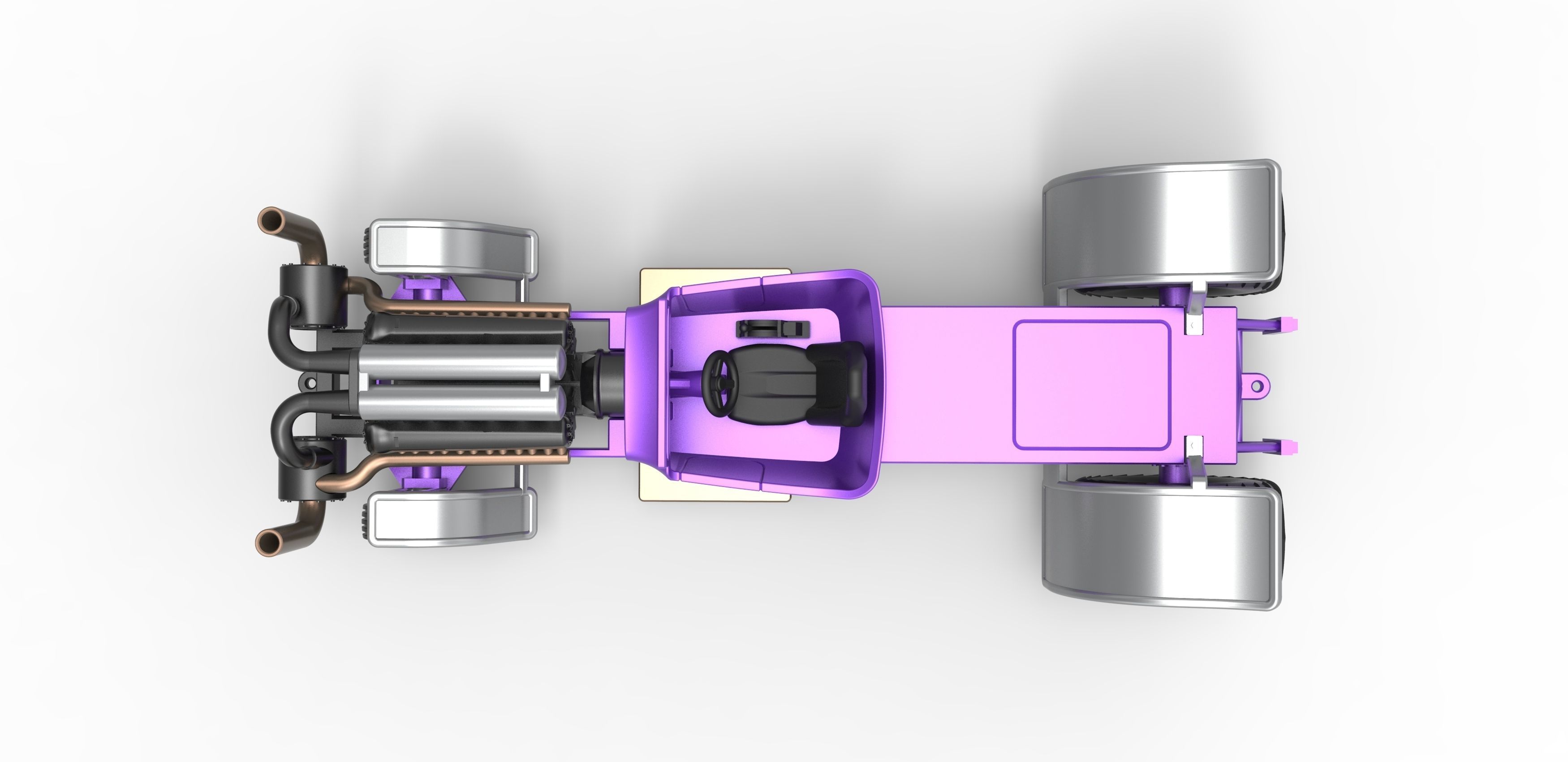 Pulling truck 2wd Hot rod with turbo V12 Scale 1 to 25 3D print model_10