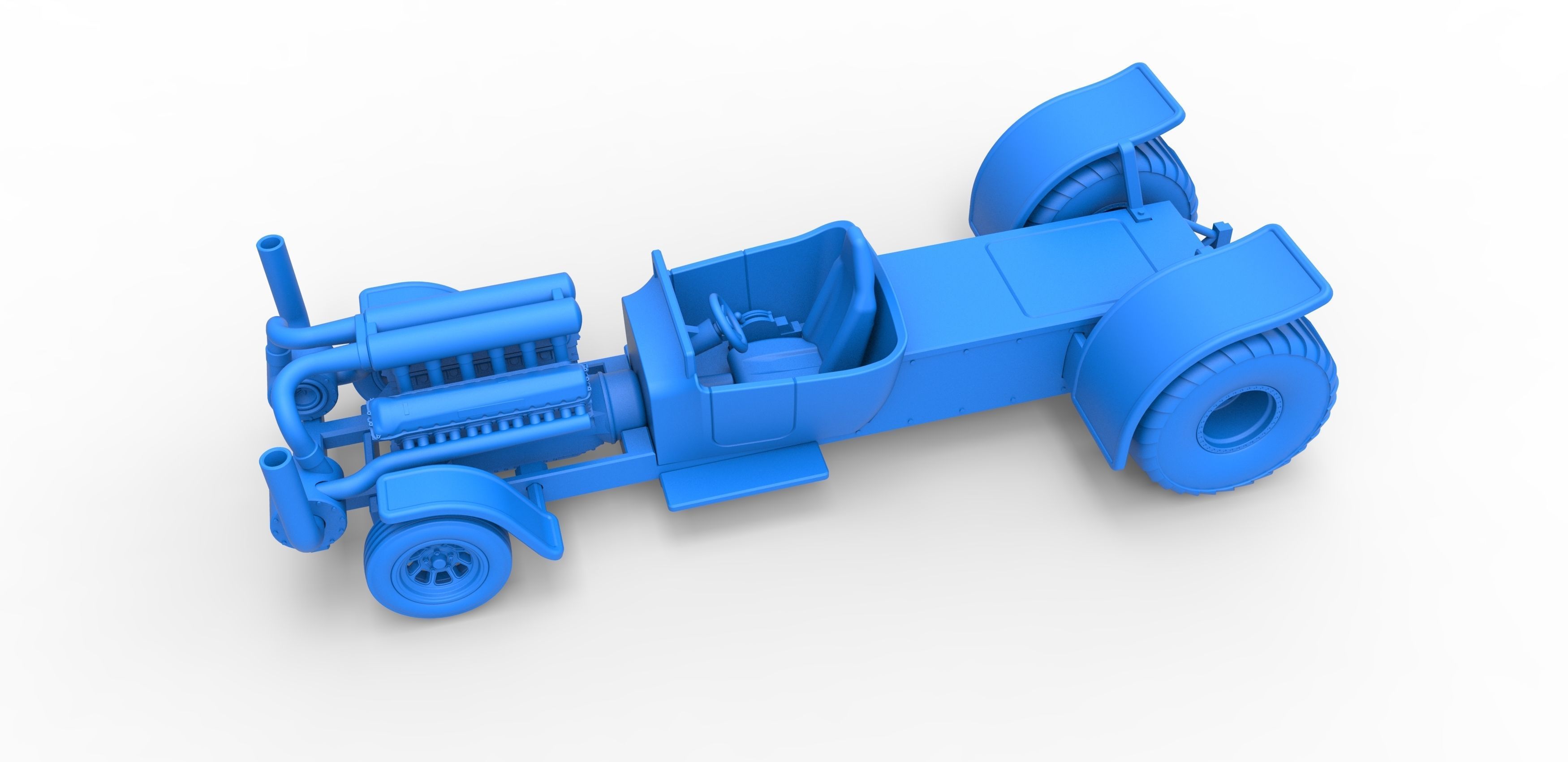 Pulling truck 2wd Hot rod with turbo V12 Scale 1 to 25 3D print model_16