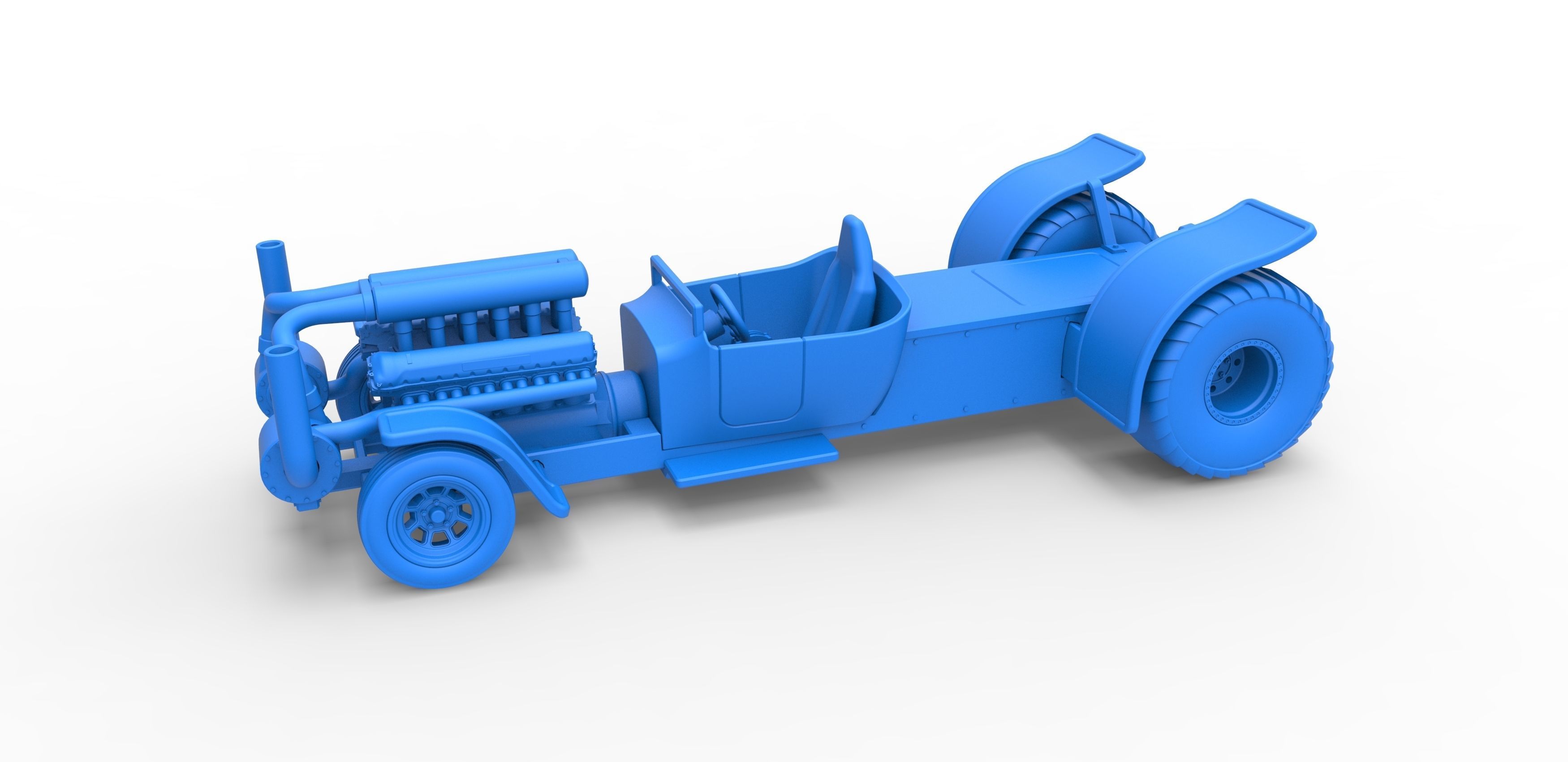 Pulling truck 2wd Hot rod with turbo V12 Scale 1 to 25 3D print model_15