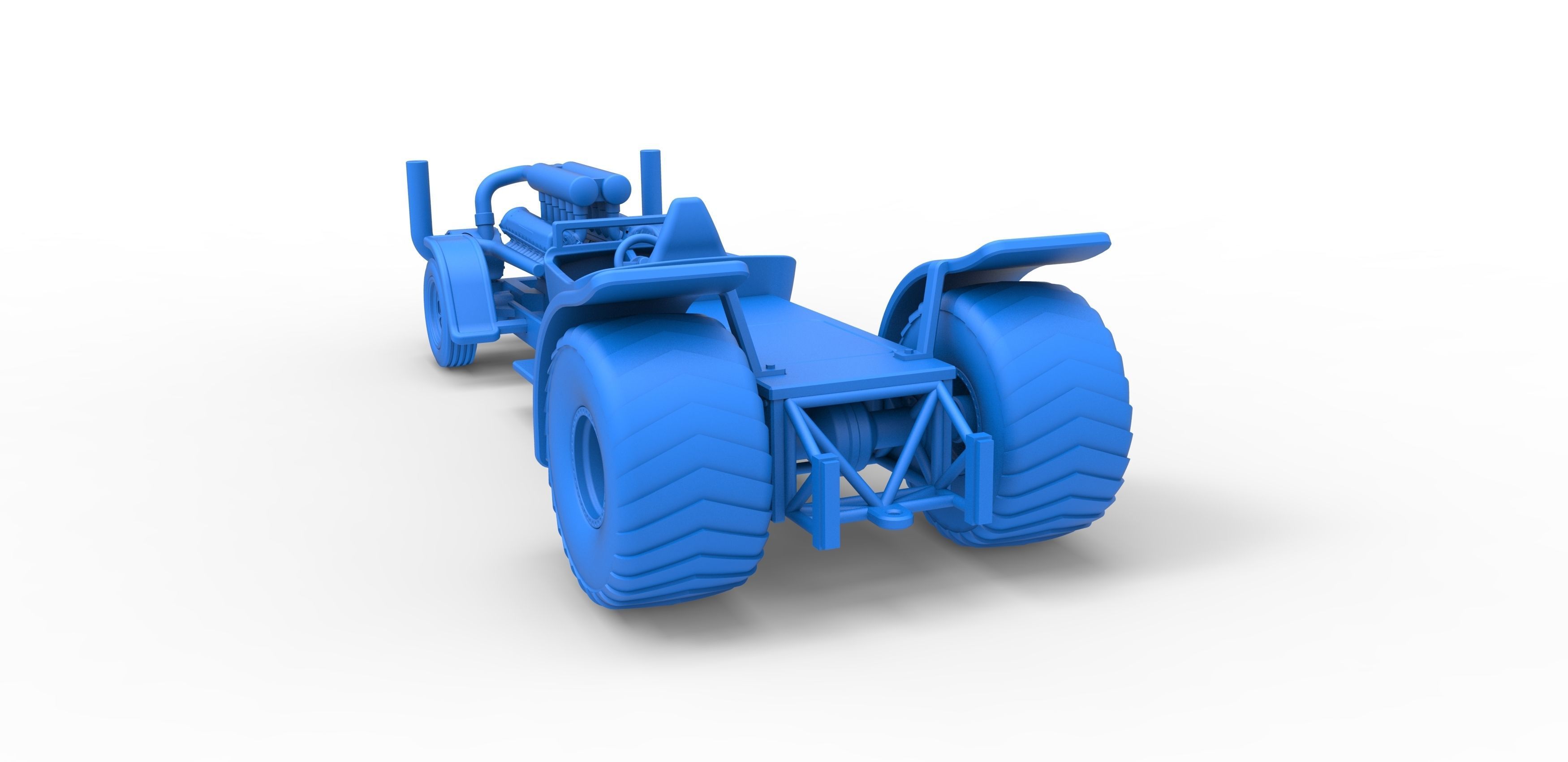 Pulling truck 2wd Hot rod with turbo V12 Scale 1 to 25 3D print model_26