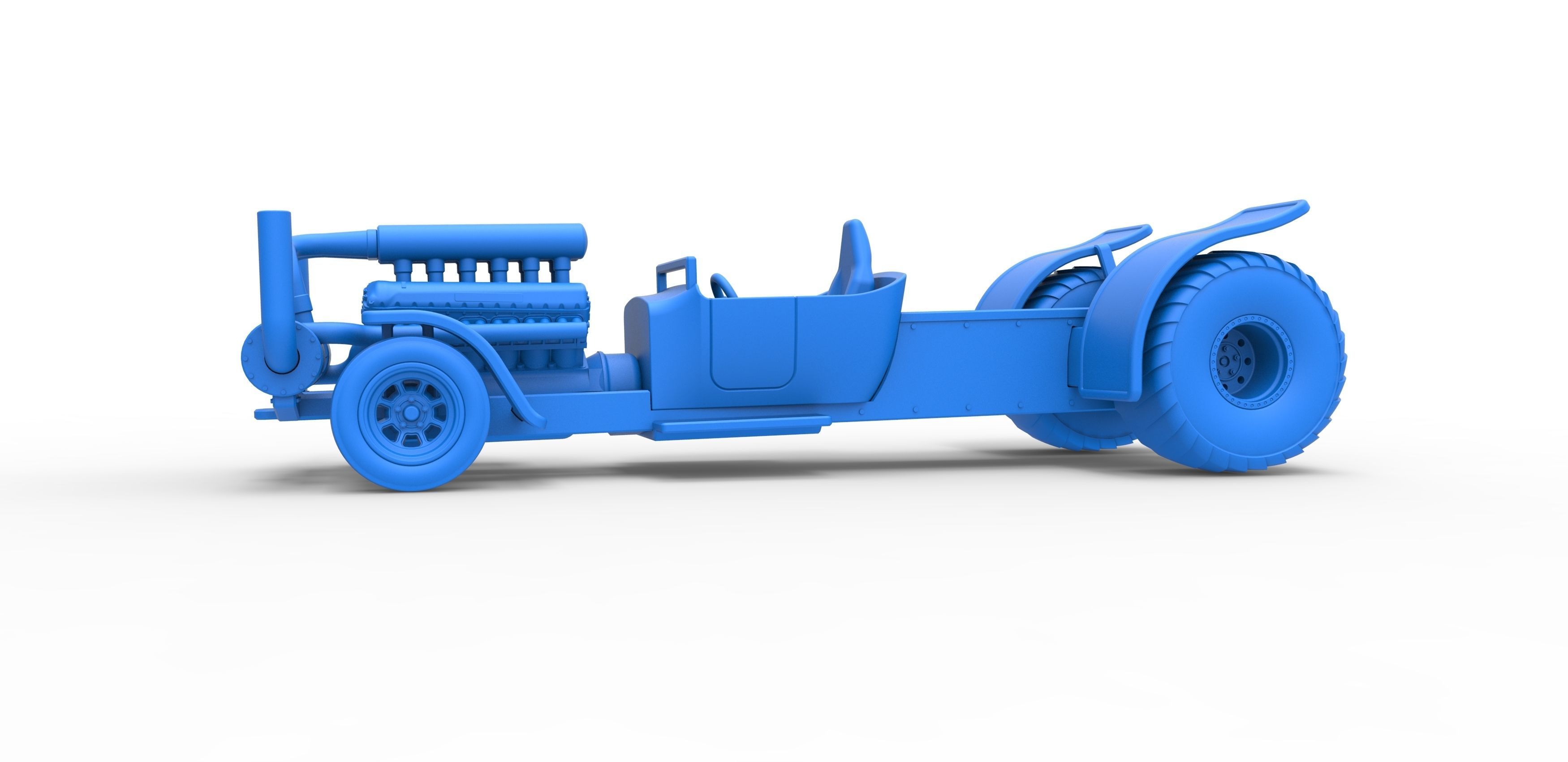 Pulling truck 2wd Hot rod with turbo V12 Scale 1 to 25 3D print model_17