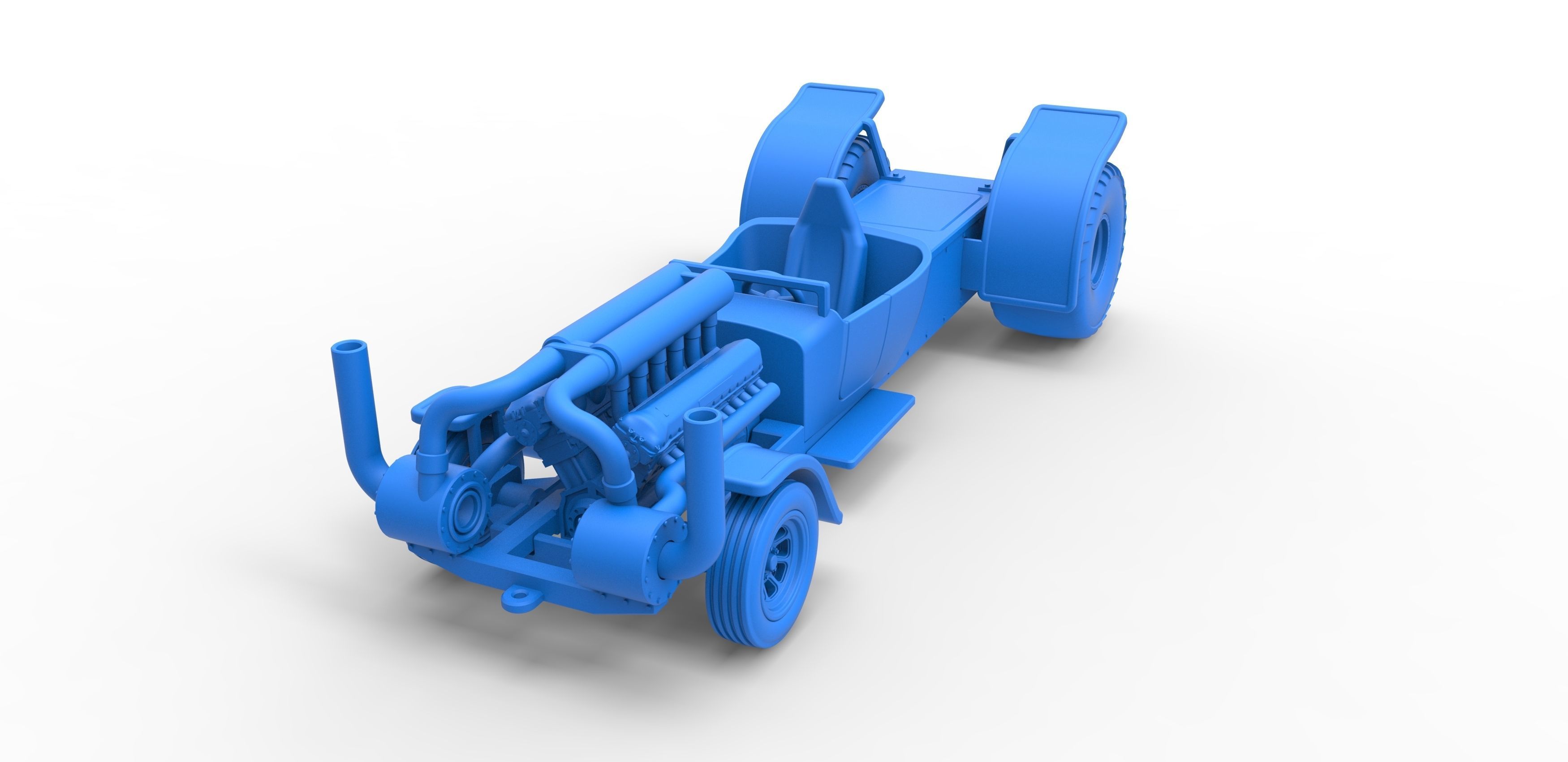 Pulling truck 2wd Hot rod with turbo V12 Scale 1 to 25 3D print model_18