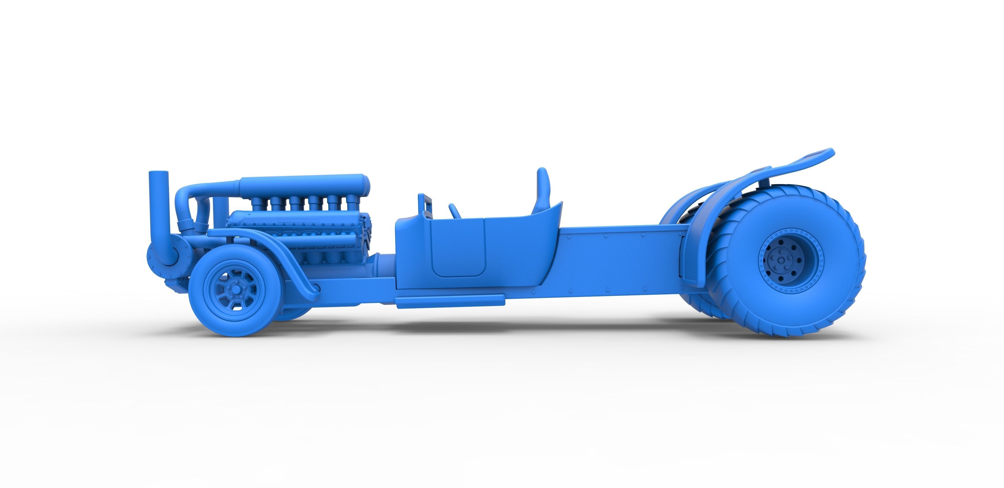 Pulling truck 2wd Hot rod with turbo V12 Scale 1 to 25 3D print model_22