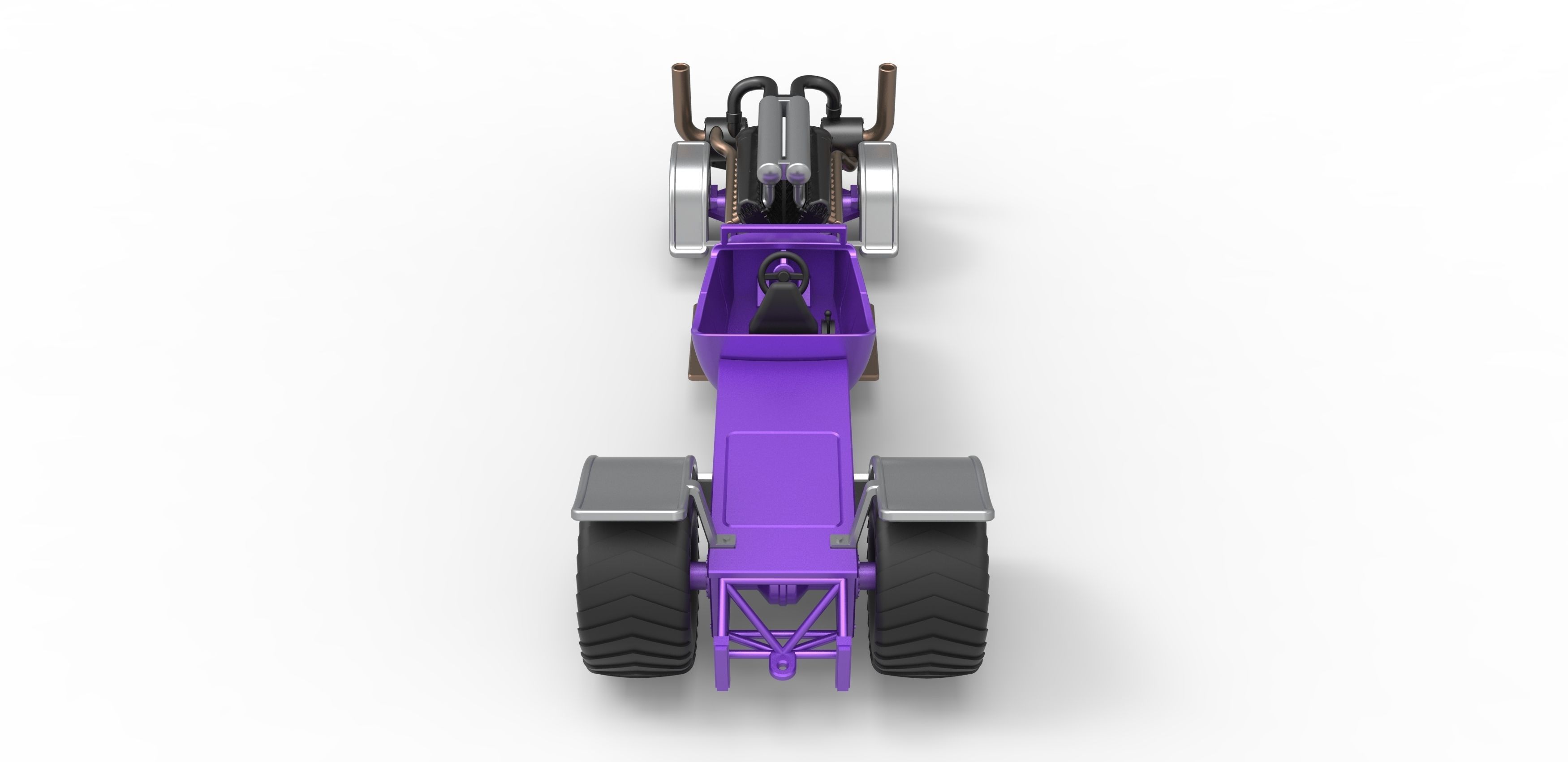 Pulling truck 2wd Hot rod with turbo V12 Scale 1 to 25 3D print model_13