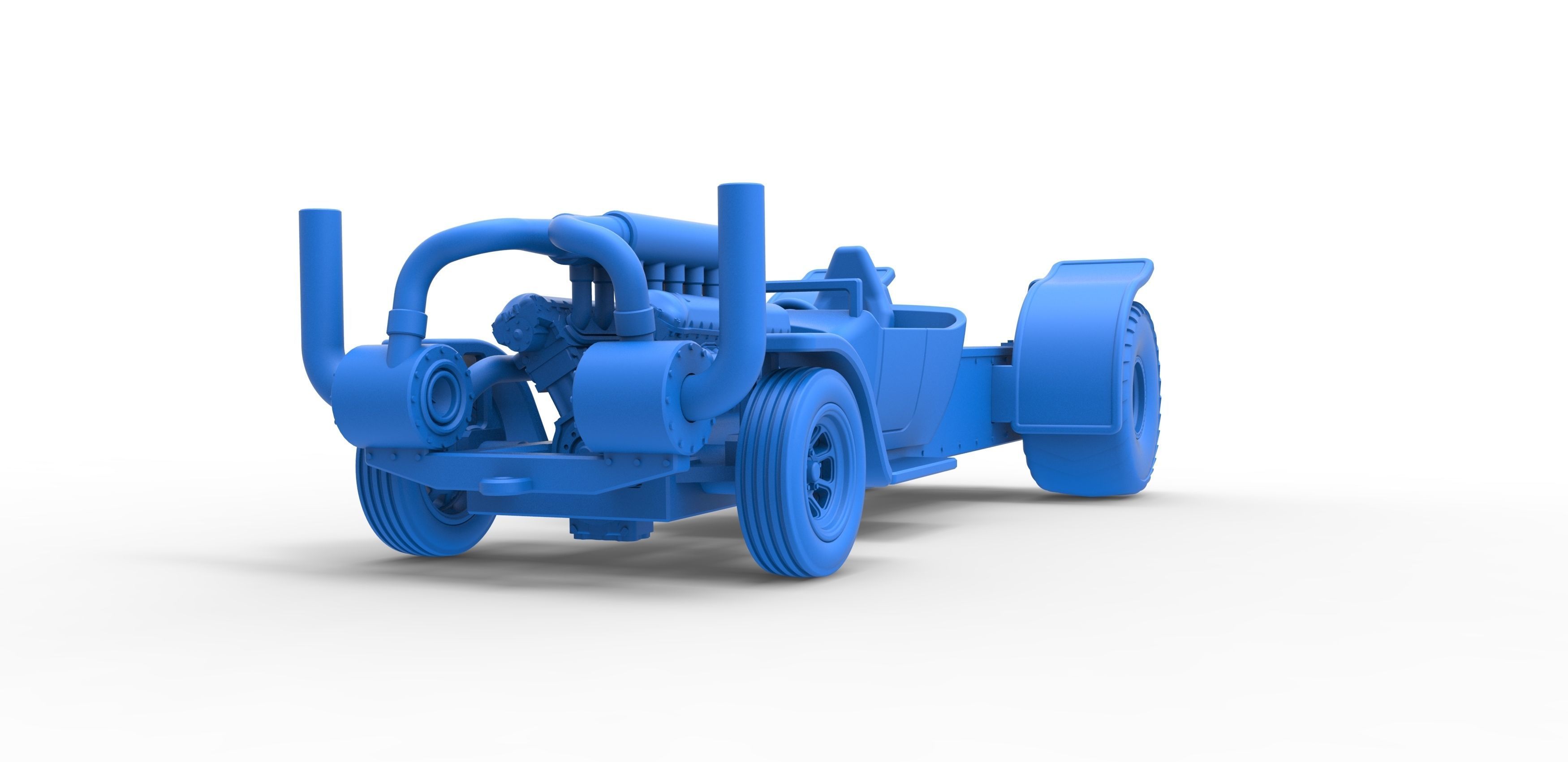 Pulling truck 2wd Hot rod with turbo V12 Scale 1 to 25 3D print model_19