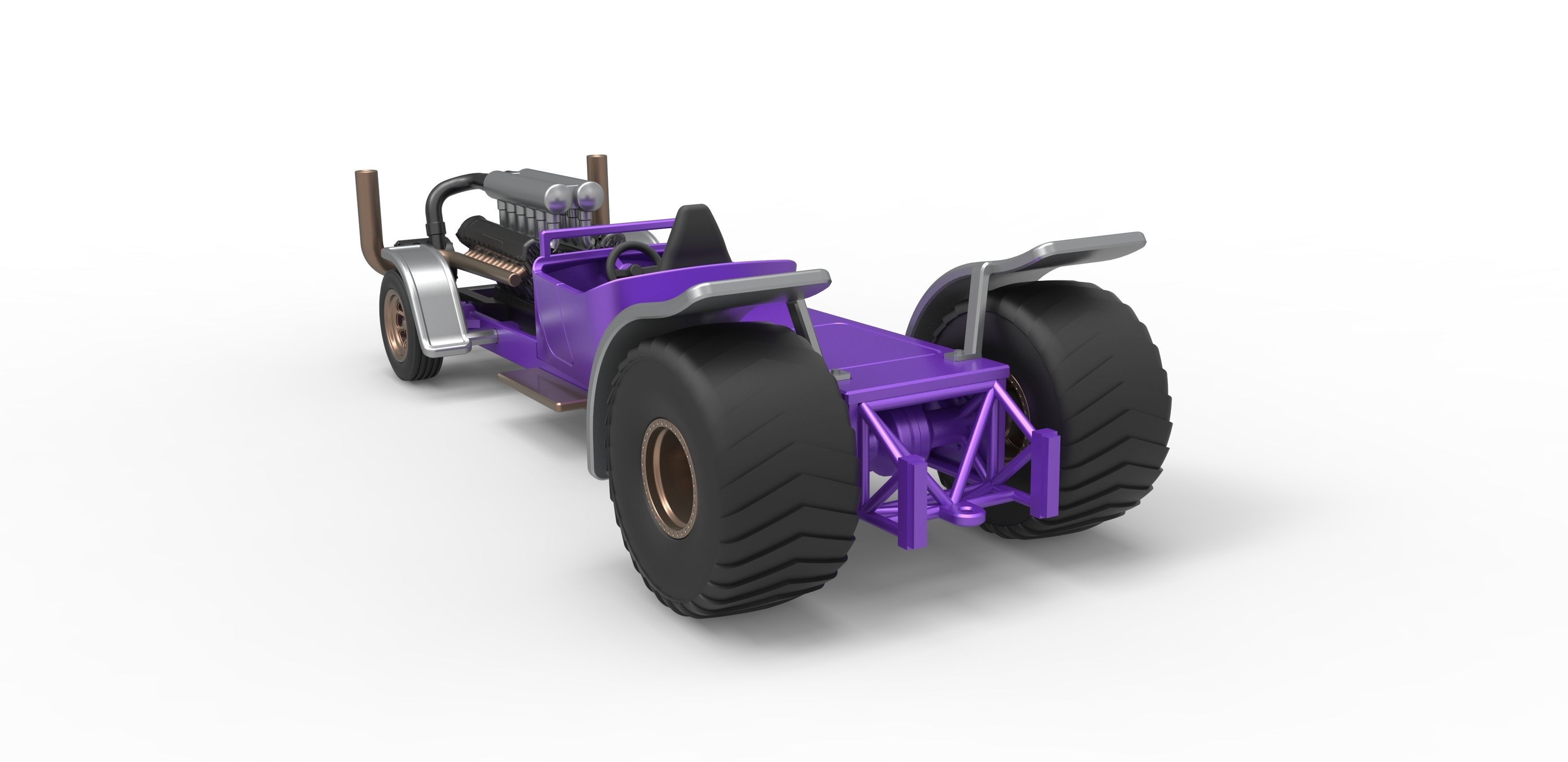 Pulling truck 2wd Hot rod with turbo V12 Scale 1 to 25 3D print model_12