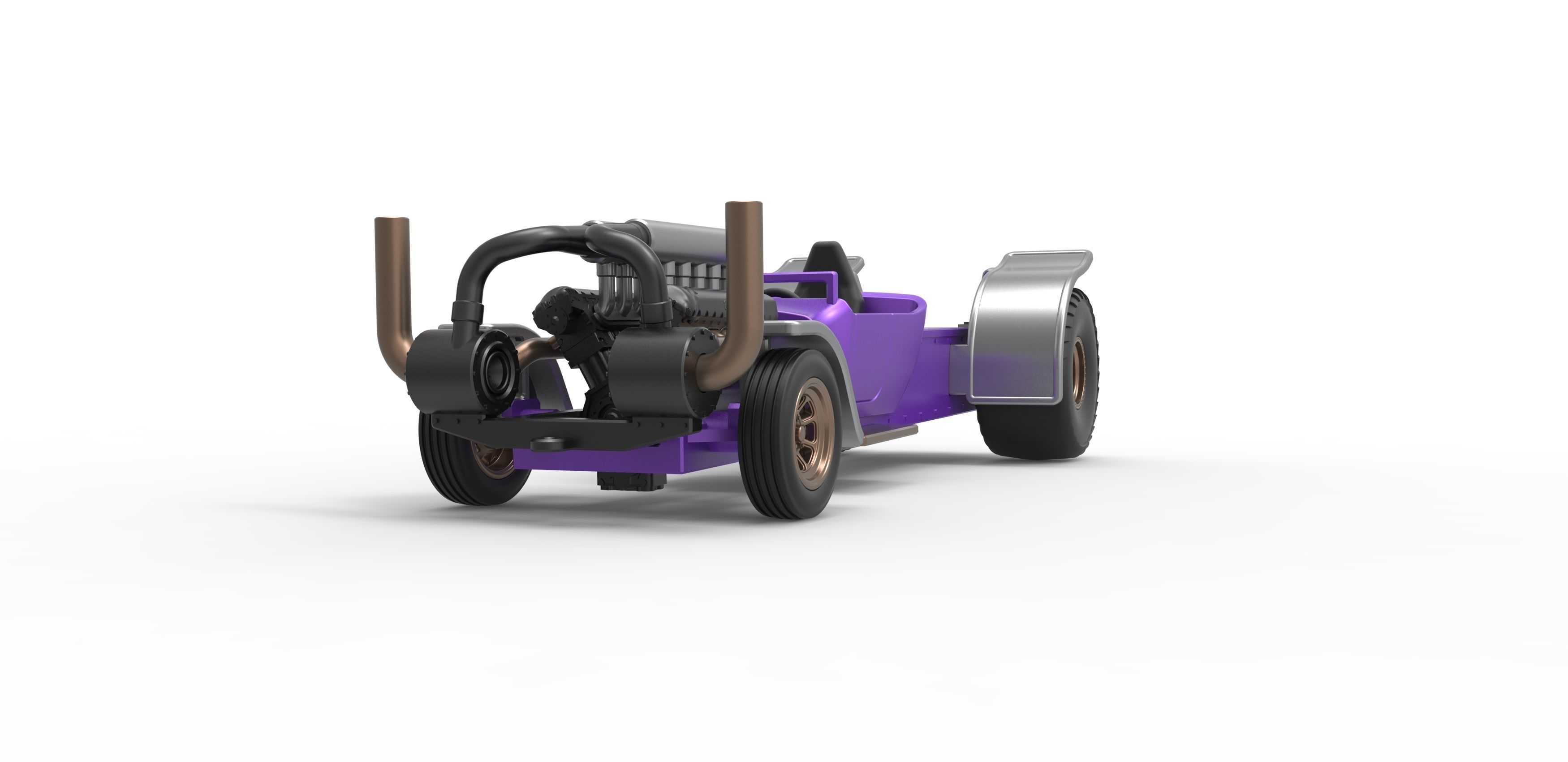 Pulling truck 2wd Hot rod with turbo V12 Scale 1 to 25 3D print model_5