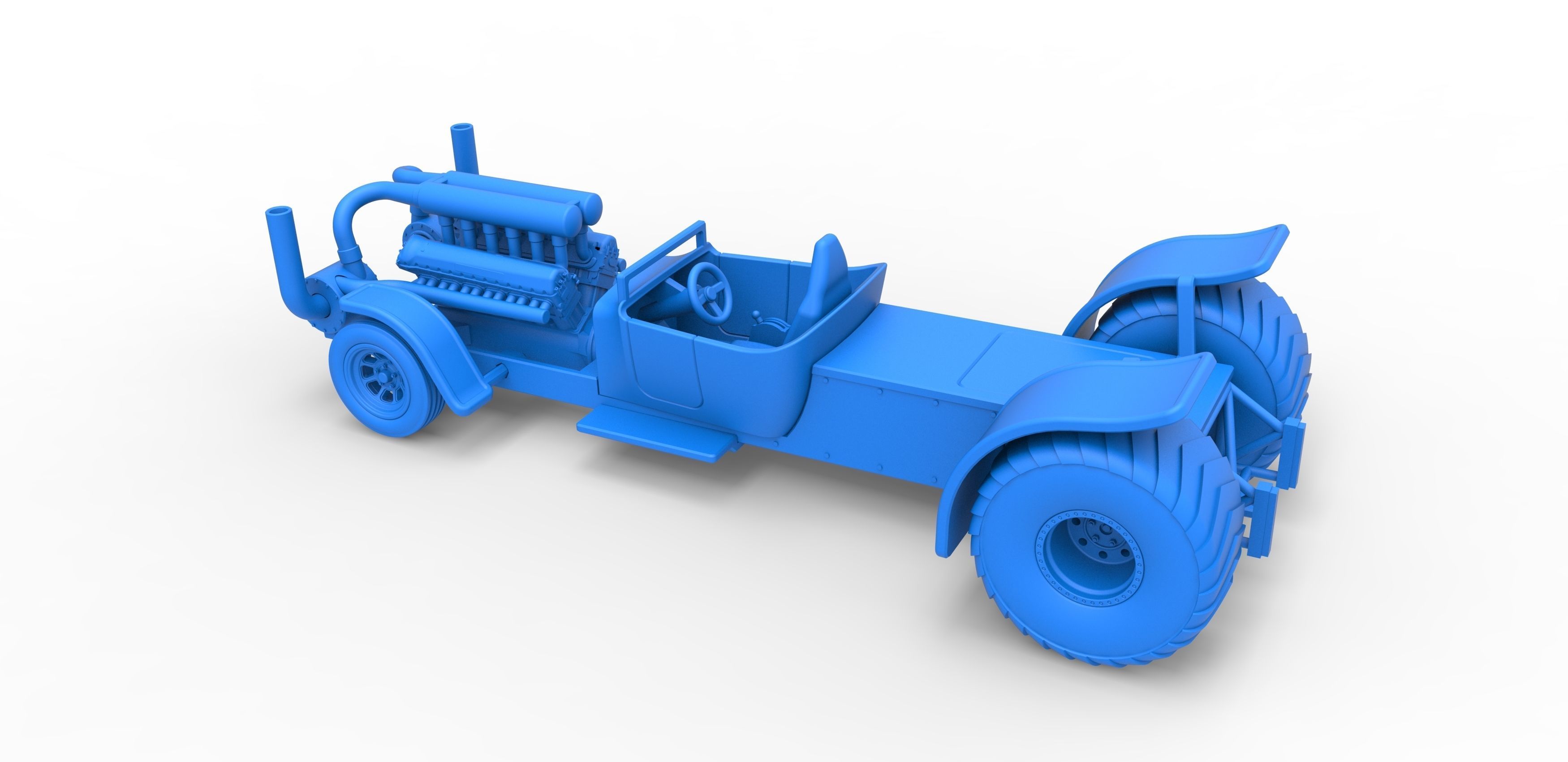 Pulling truck 2wd Hot rod with turbo V12 Scale 1 to 25 3D print model_25