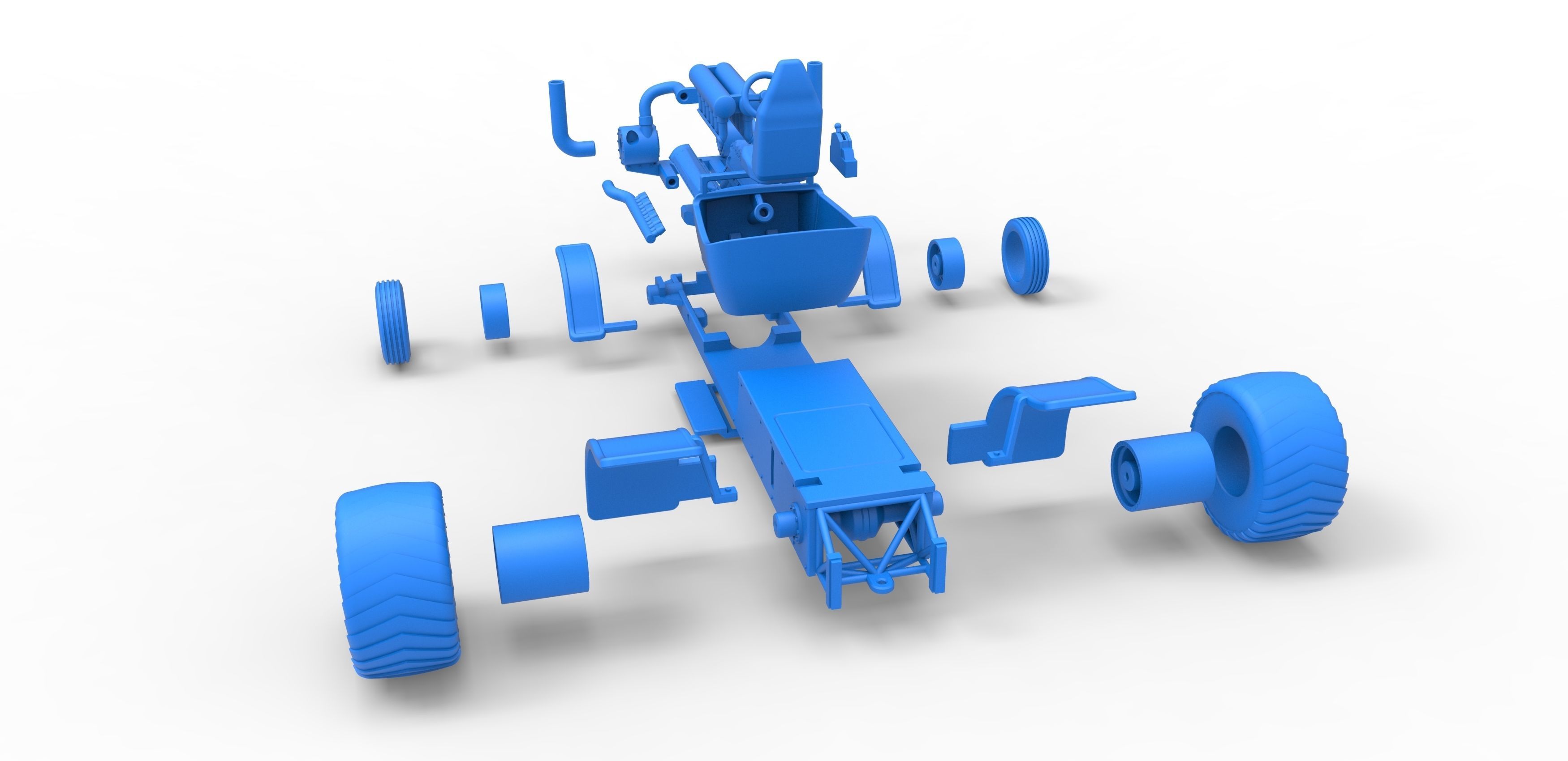 Pulling truck 2wd Hot rod with turbo V12 Scale 1 to 25 3D print model_36