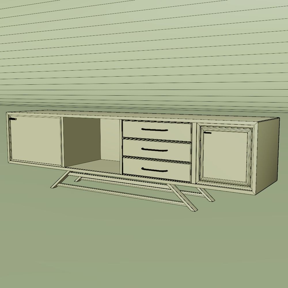 TV Cabinet Free 3D model_2