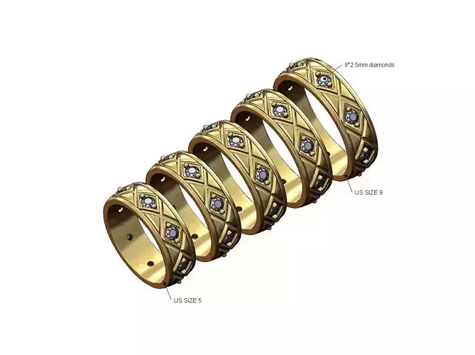 Diamond cross engraved band US sizes 5to9