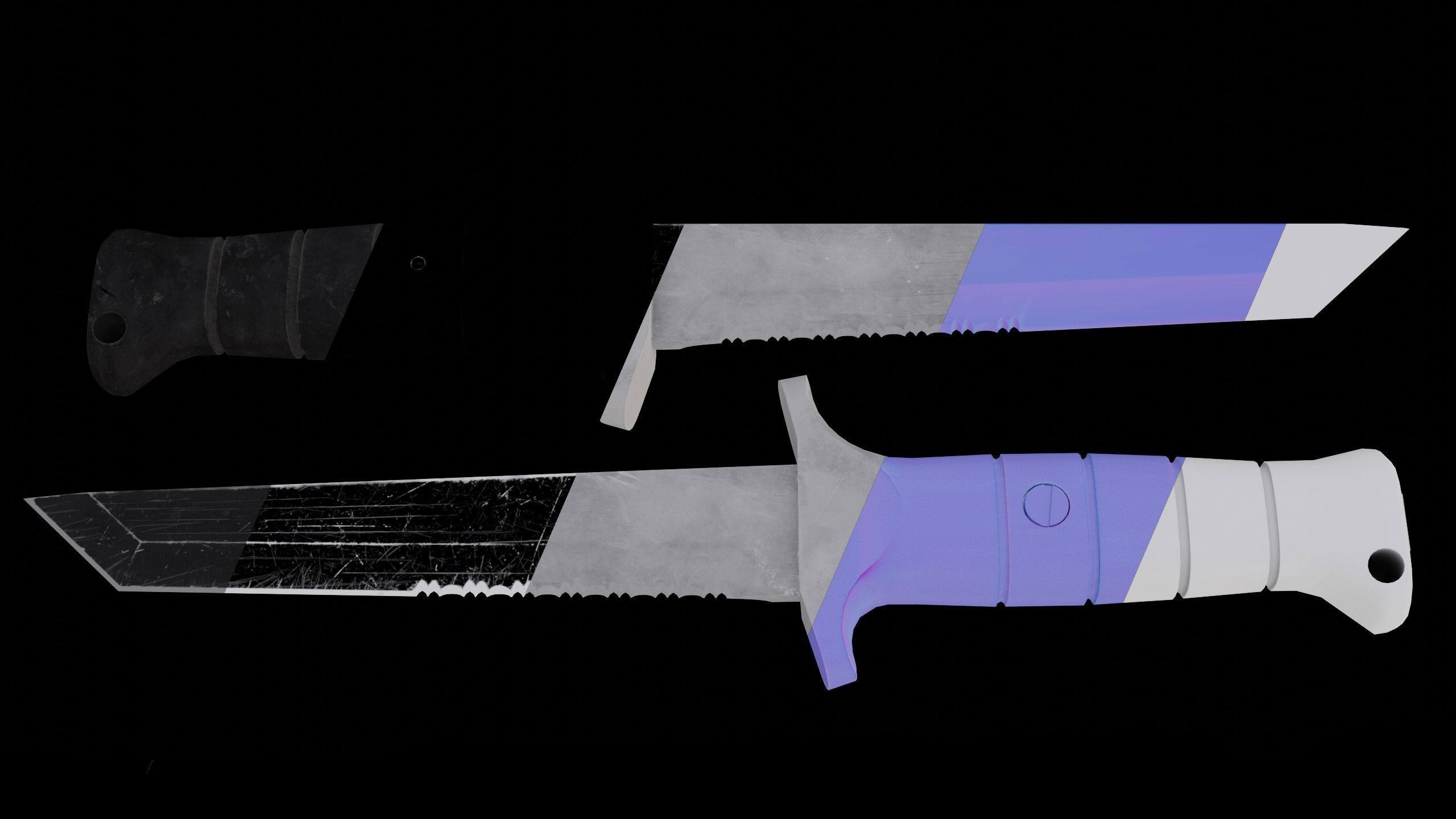 KM 2000 Knife Low-poly 3D model_9