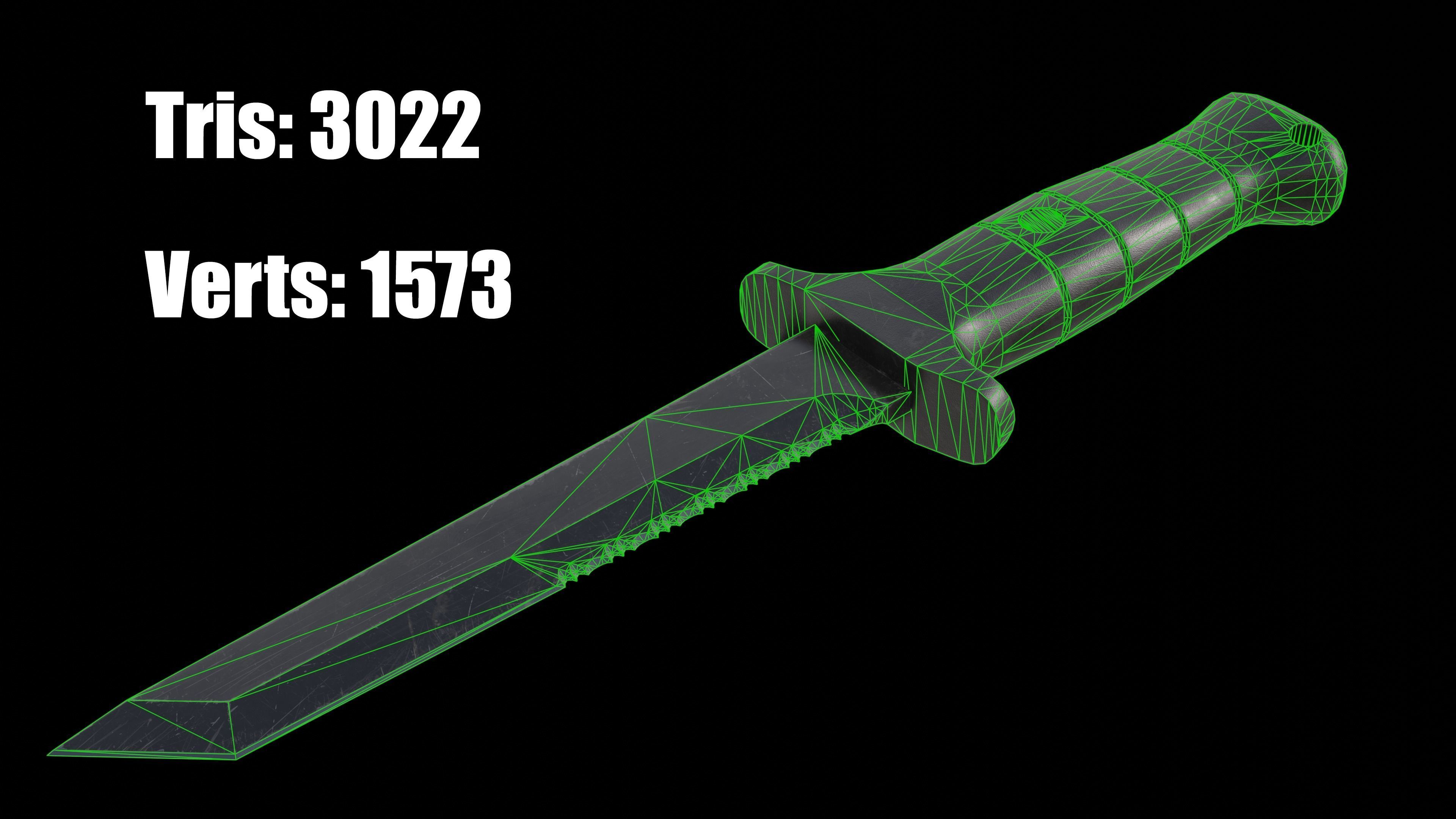 KM 2000 Knife Low-poly 3D model_2