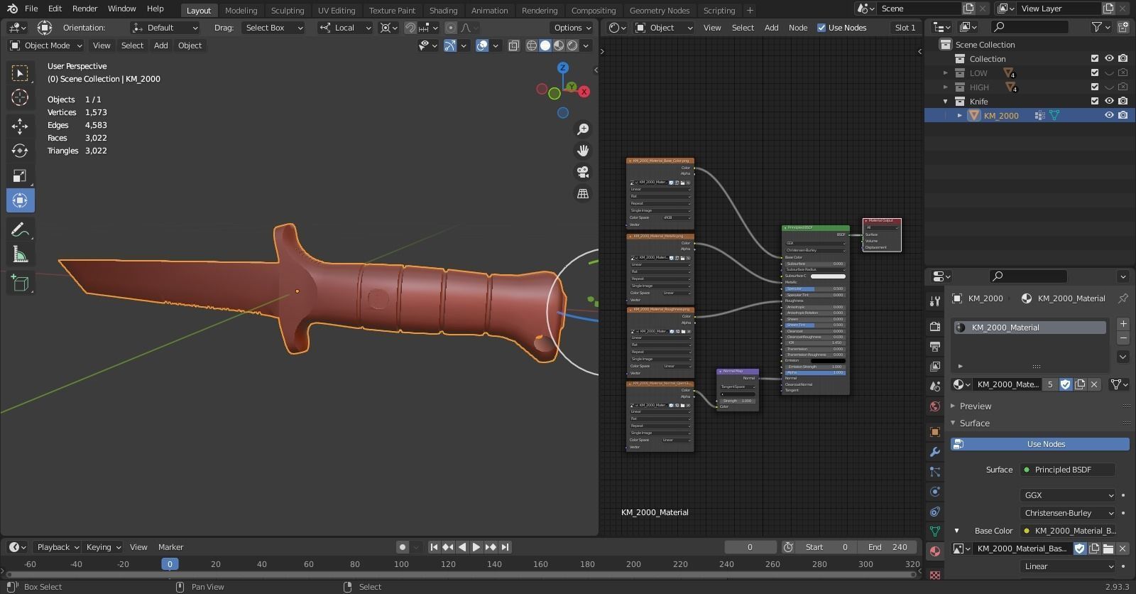 KM 2000 Knife Low-poly 3D model_12
