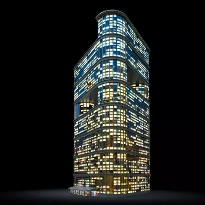 Lighted Skyscraper 3D model_0