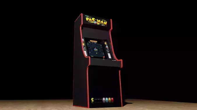 pacman arcade machine Free low-poly 3D model