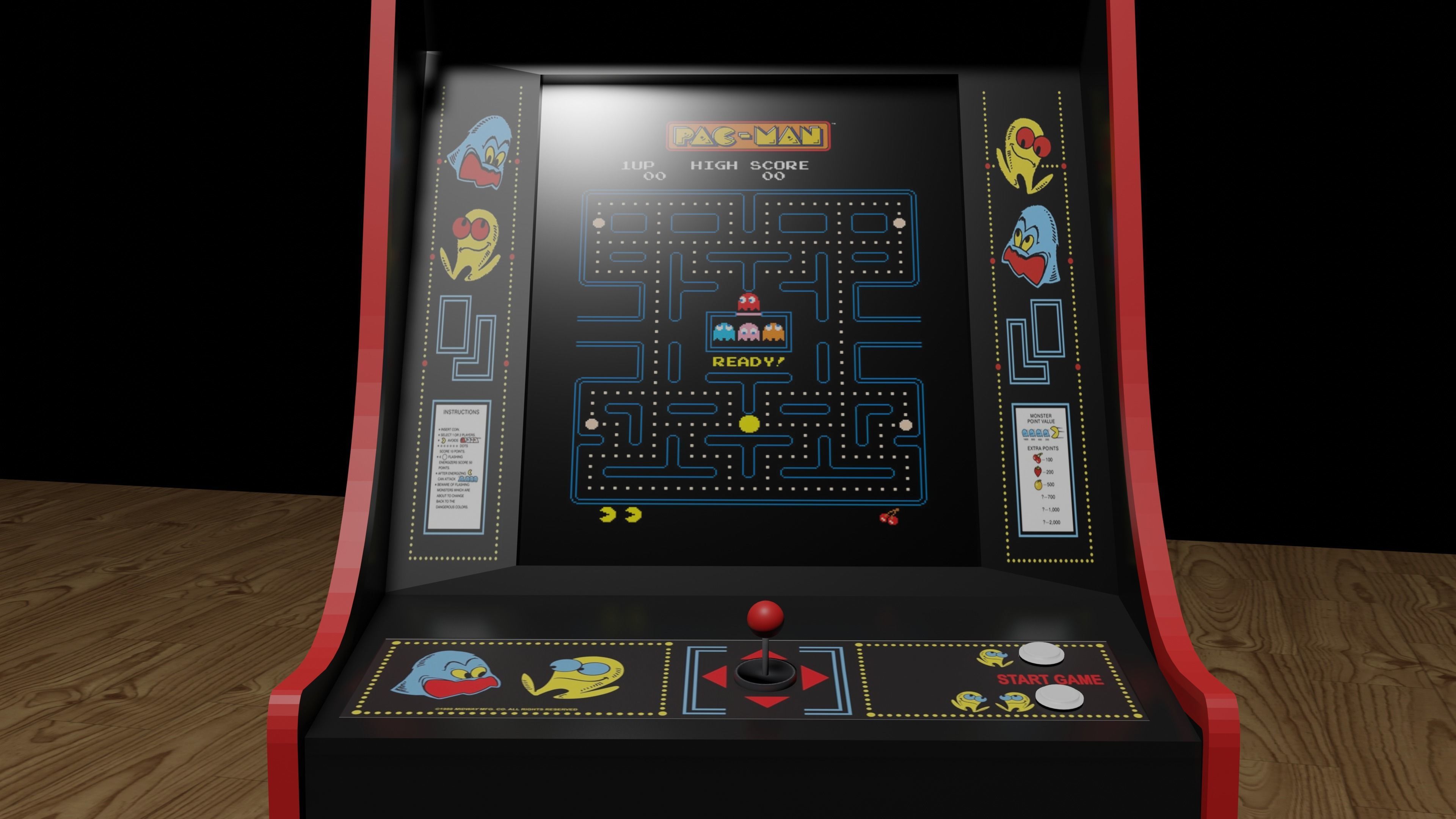pacman arcade machine free VR / AR / low-poly 3D model | CGTrader