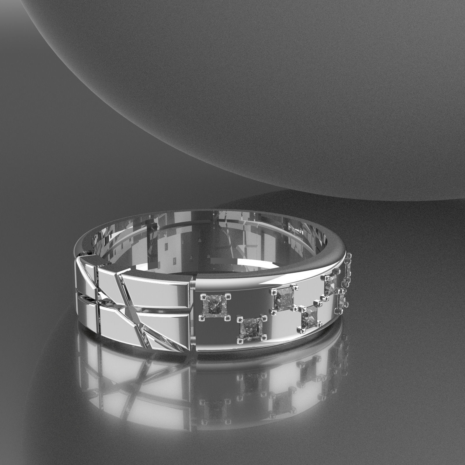 39Nar gold ring with diamonds 3D print model_1