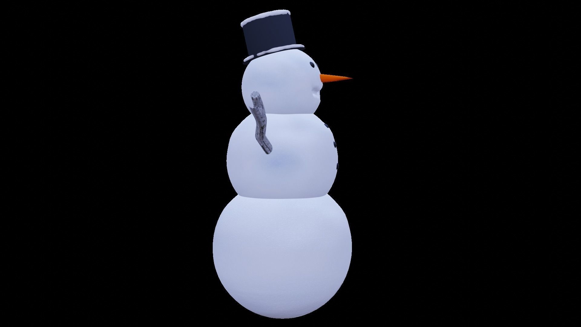 Snowman Low-poly 3D model_9