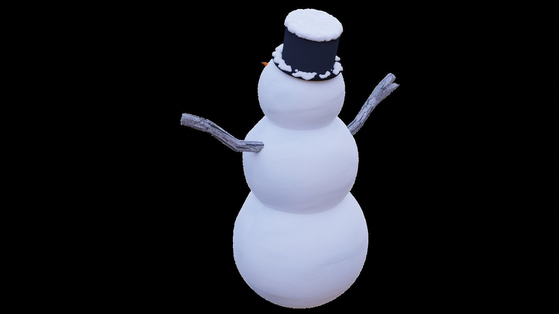 Snowman Low-poly 3D model_4