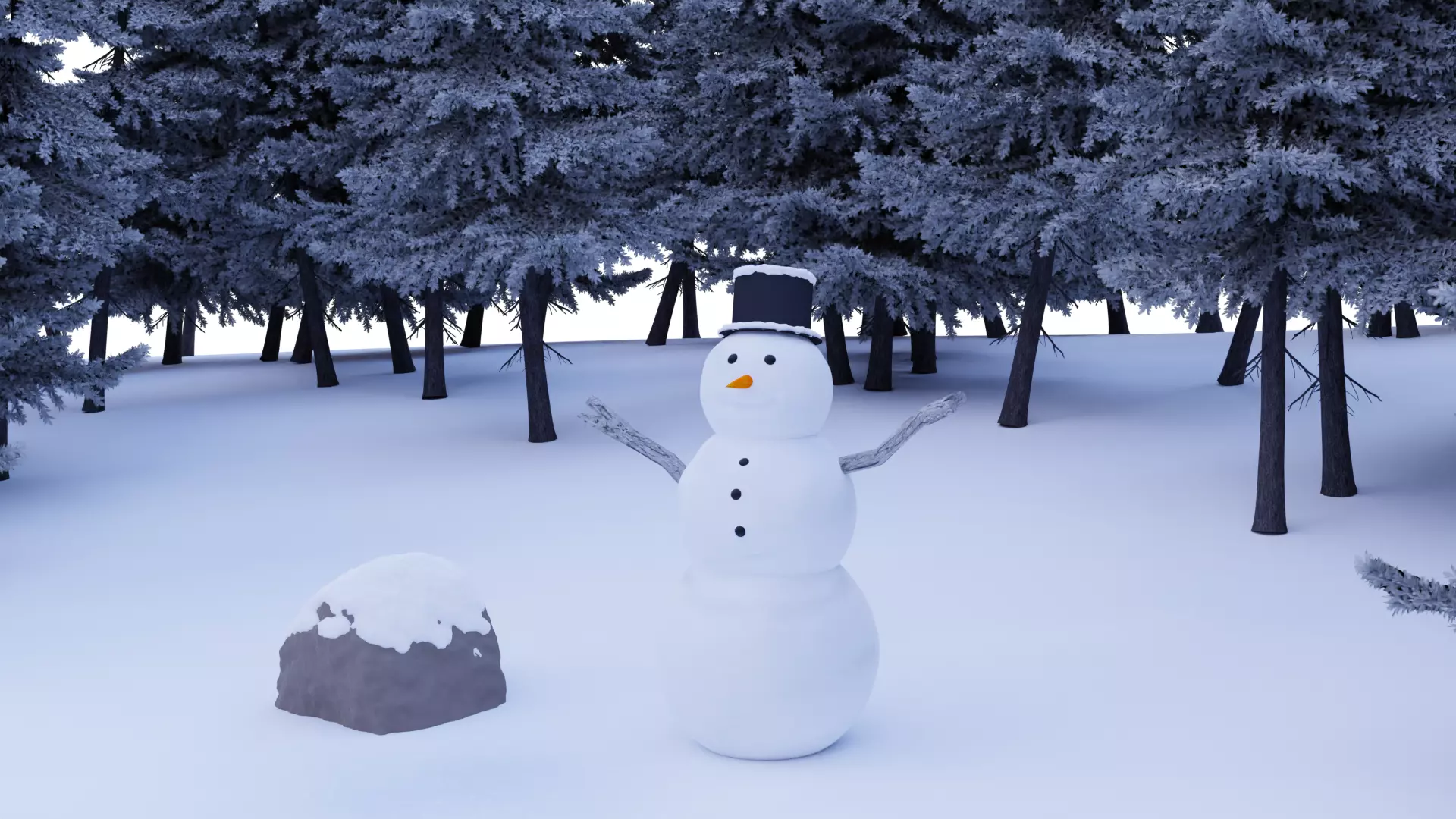 Snowman Low-poly 3D model_0