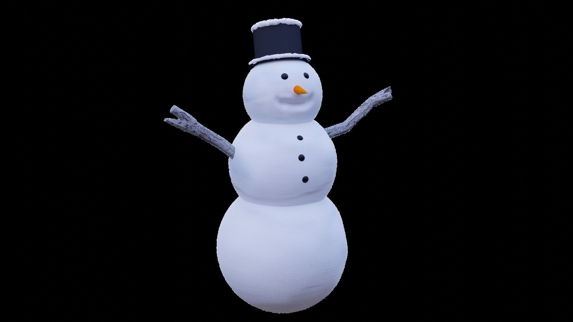 Snowman Low-poly 3D model_3