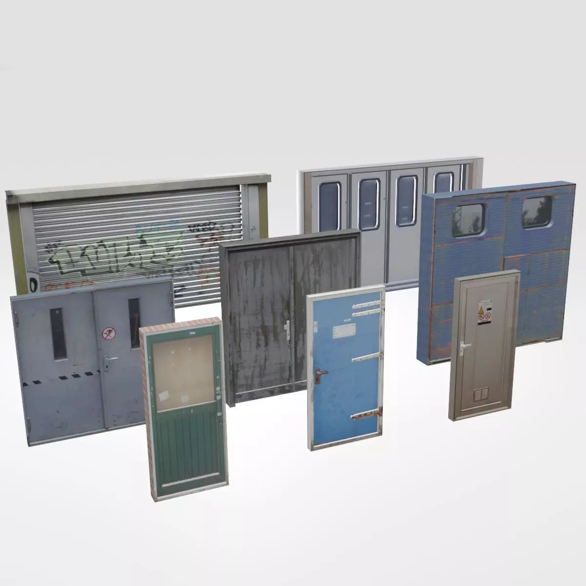 Door collection group of different doors Free 3D model_0