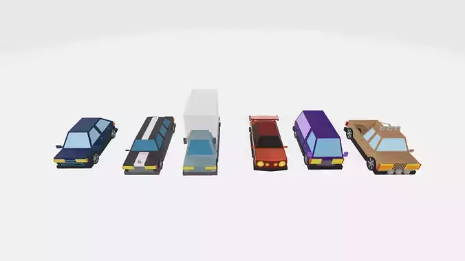 Low poly vehicle for Game wheels can spin